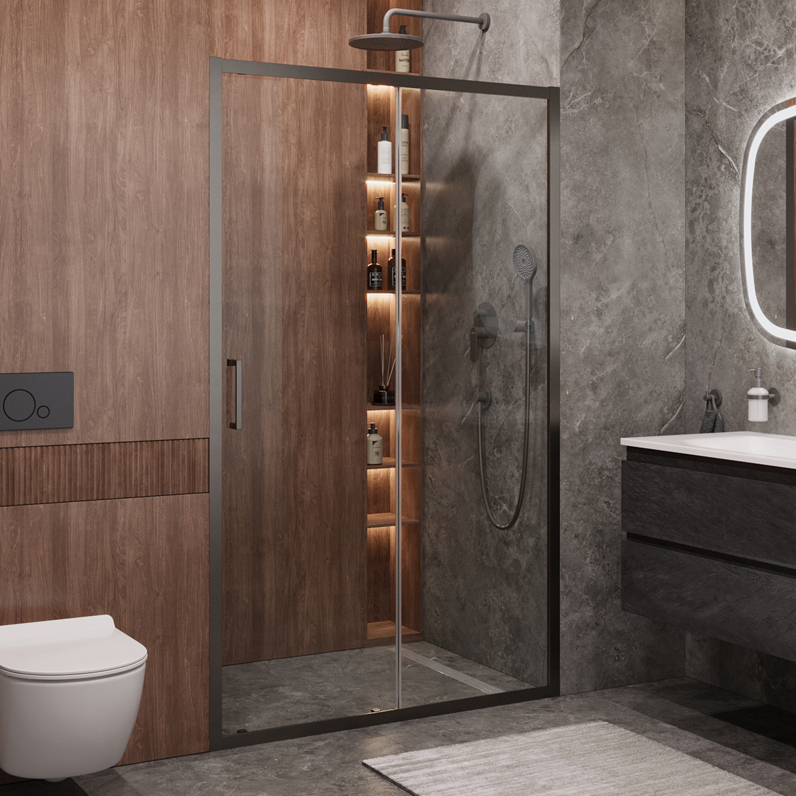 Душевая дверь в нишу Cezares Molveno BF 1 120 C GM IV 120 см, профиль оружейная сталь, стекло прозрачное