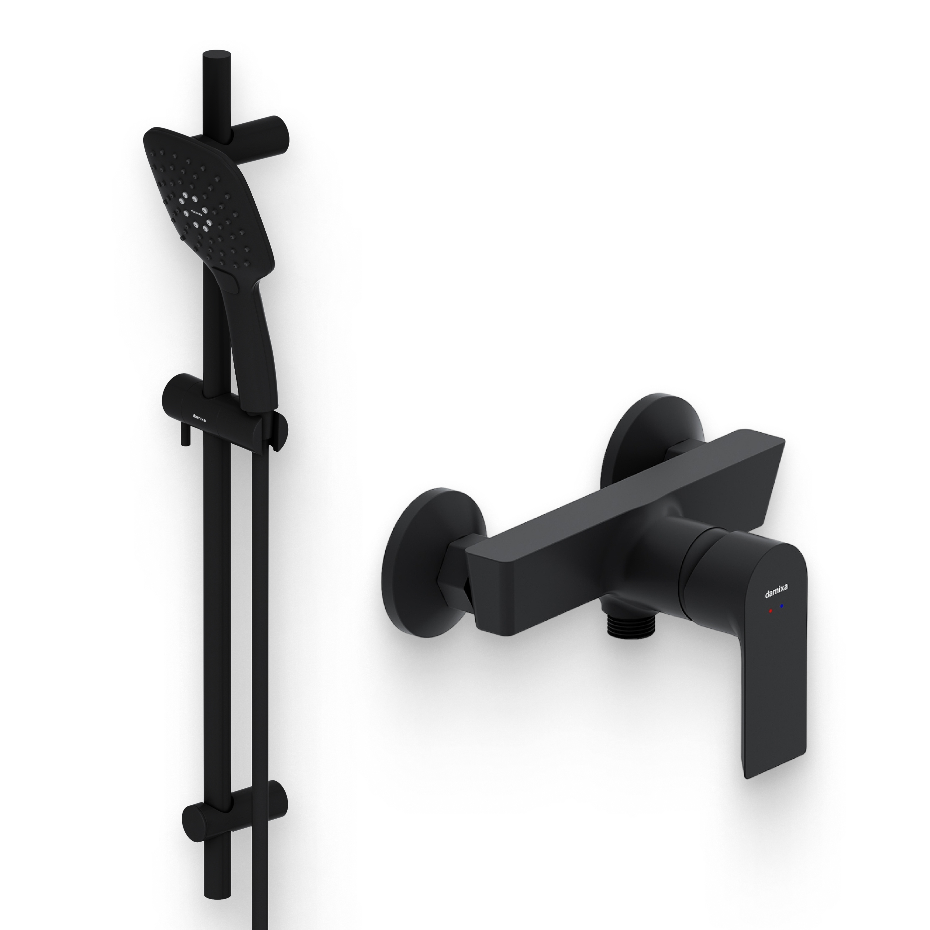 Душевой комплект Смеситель для душа Damixa Apollo 472000300 матовый черный + Гарнитур Galaxy DX75150300