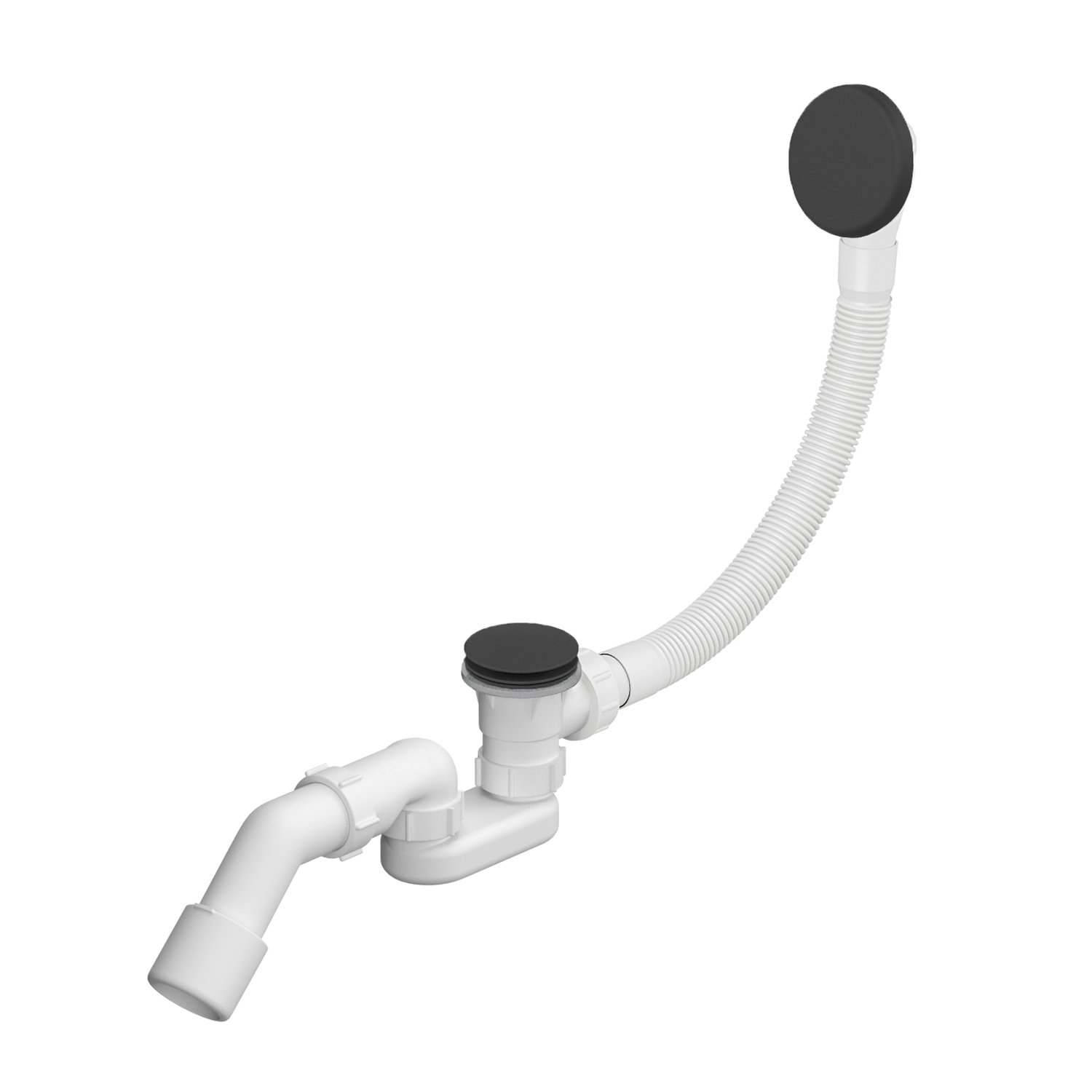 Слив-перелив для ванны с переливом и верхней прочисткой Wellsee Useful Extras 231914000: cлив-перелив для ванны клик клак, обвязка автомат в цвете матовый черный