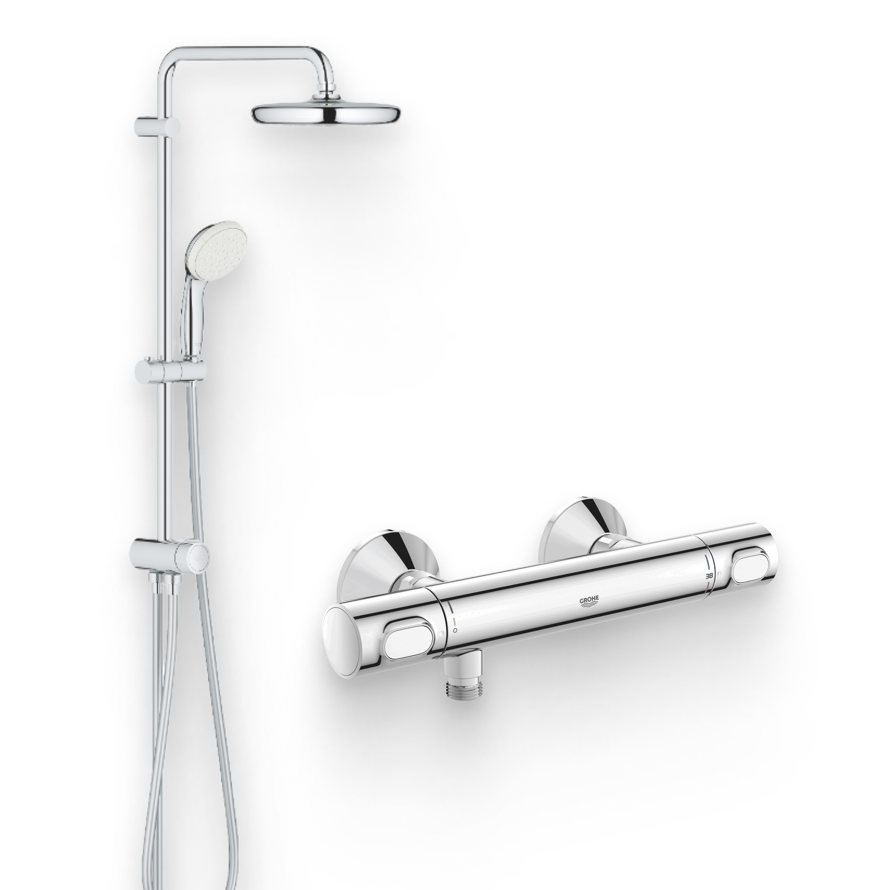 Душевой комплект Термостат Grohe Grohtherm 34793000 для душа + Стойка New Tempesta System 26381001
