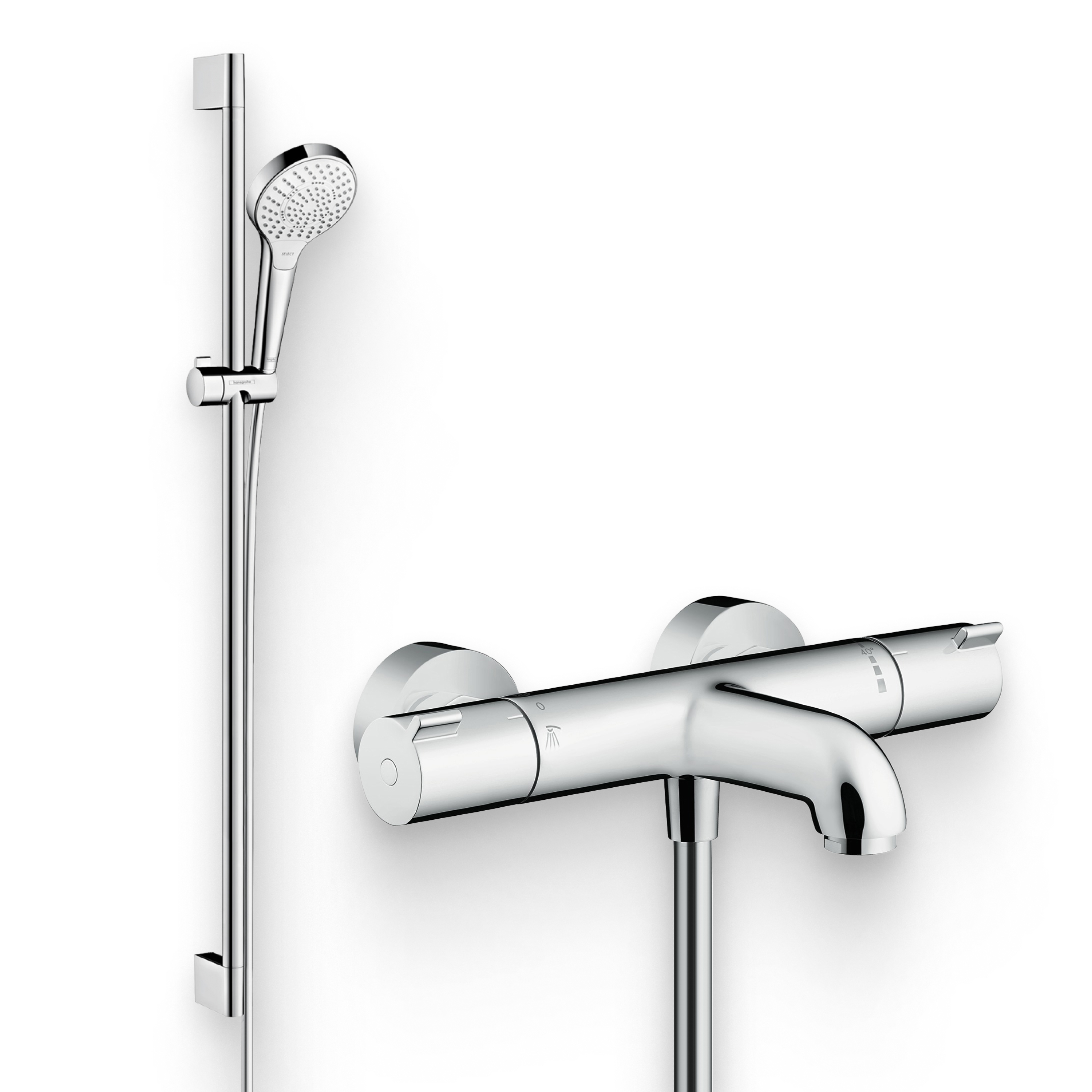 Душевой комплект Термостат Hansgrohe Ecostat 1001 CL ВМ 13201000, для ванны с душем + Гарнитур Croma Select S Multi 26570400
