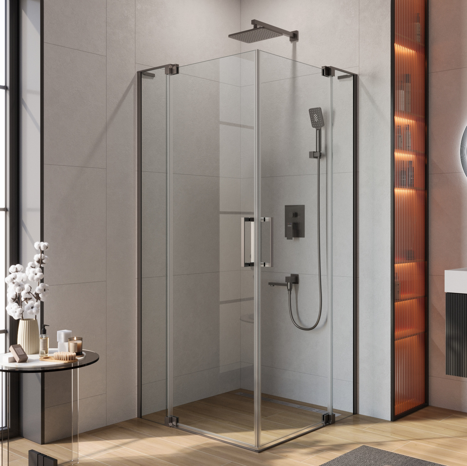 Душевой уголок Cezares Slider A 2 90/100 C GM профиль оружейная сталь, стекло прозрачное