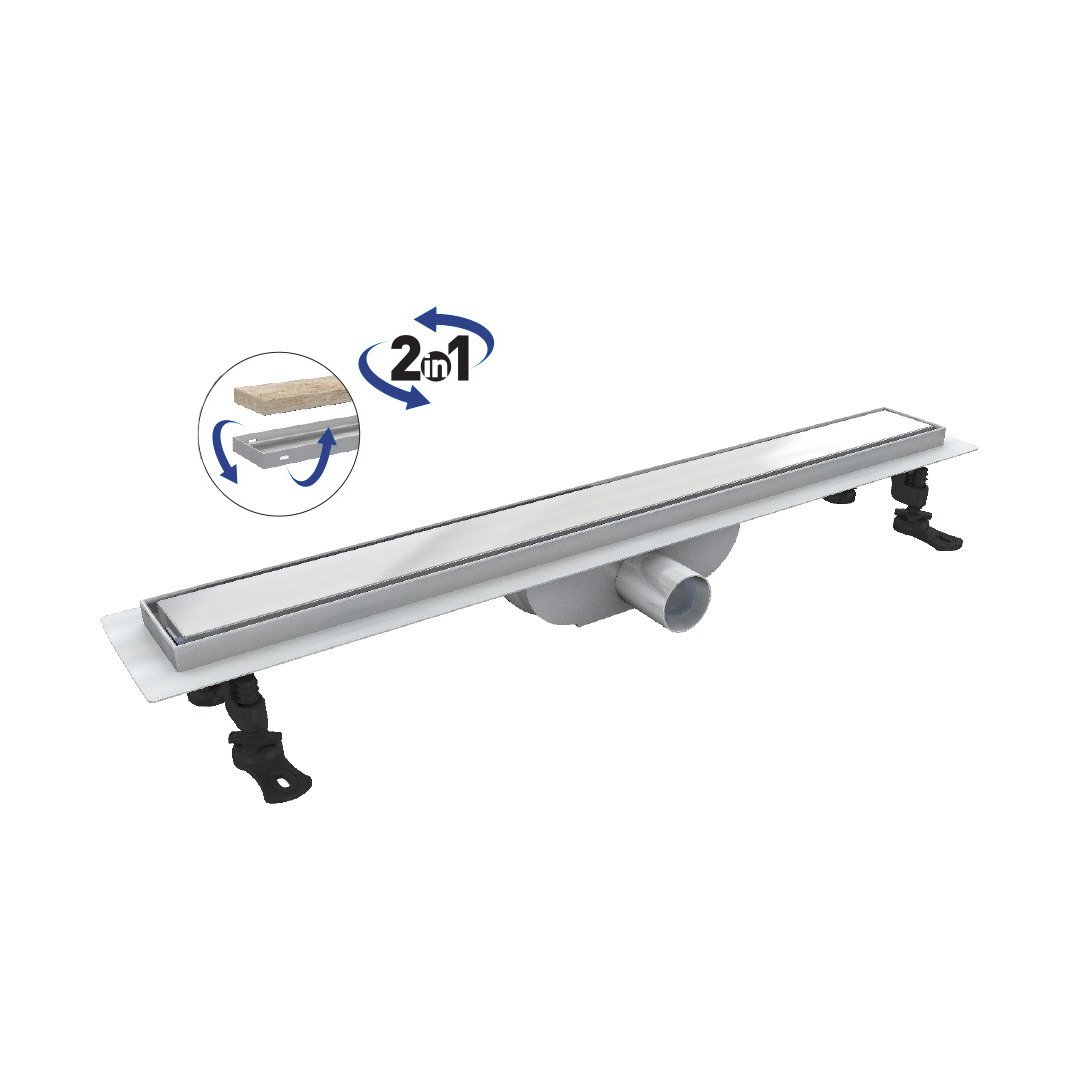 Душевой трап (лоток) RGW Drain Leo 41 80 см, решетка хром, с сифоном, под плитку