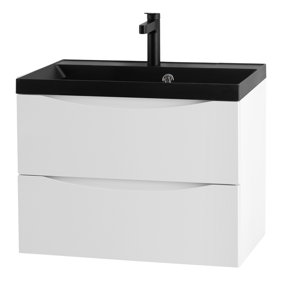 Тумба с раковиной BelBagno Marino 60 подвесная, bianco lucido, черная раковина