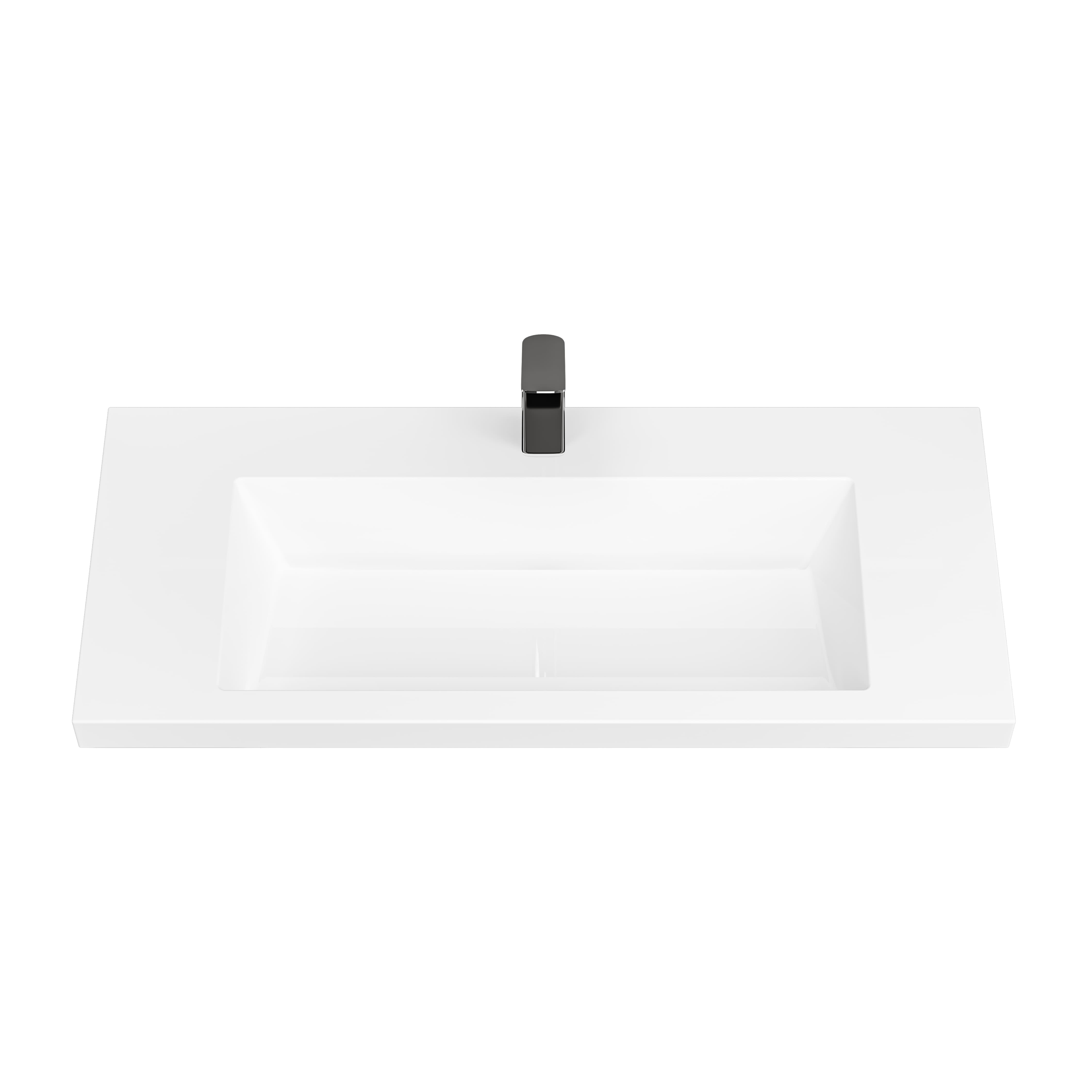 Мебельная раковина VERSALIA Luxor 100 накладная, глянцевая белая, прямоугольная, литьевой мрамор, со скрытым сливом