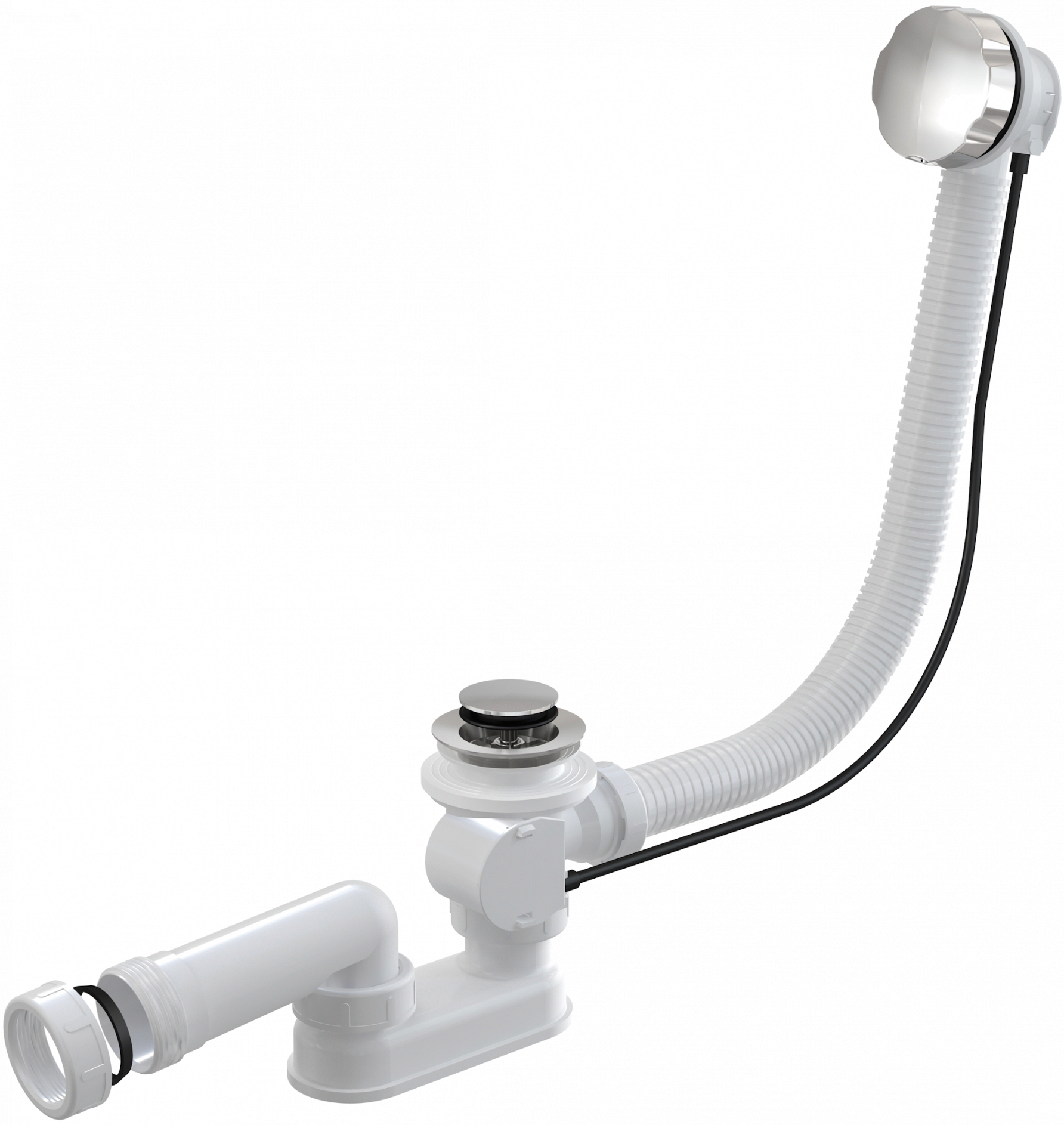 Слив-перелив для ванны AlcaPlast A55K-80-VE-01 52 мм, полуавтомат, хром, с сифоном