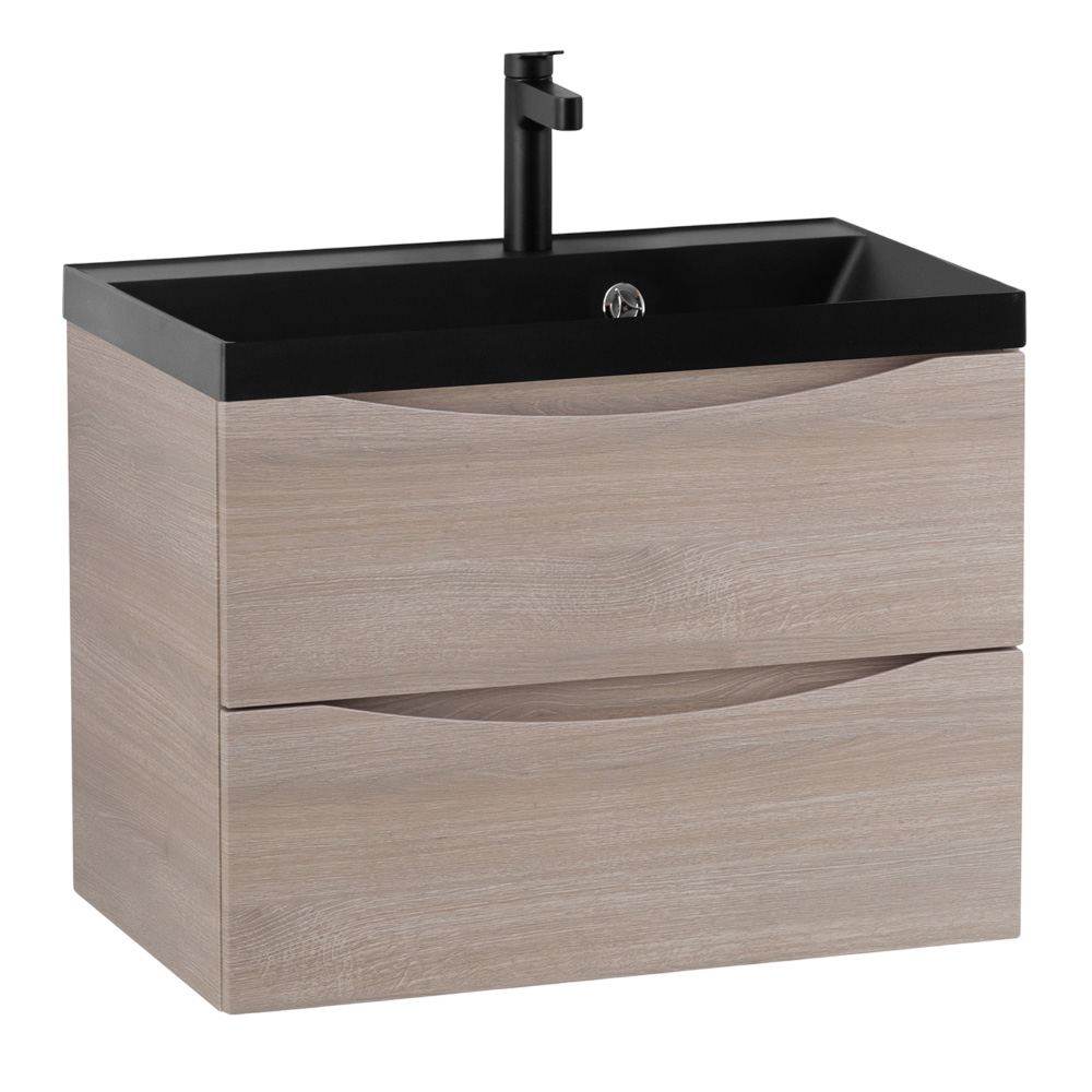 Тумба с раковиной BelBagno Marino 60 подвесная, rovere grigio, черная раковина