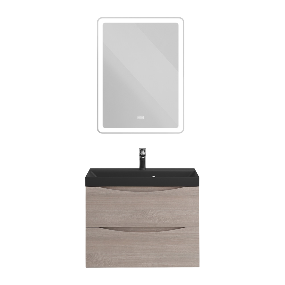 Мебель для ванной комнаты BelBagno Marino 60 подвесная, rovere grigio, черная раовина