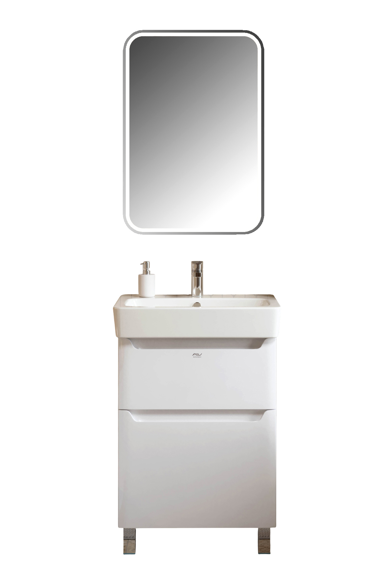 Мебель для ванной комнаты Alavann Lana 60 напольная,раковина Santek Нео 60, белая