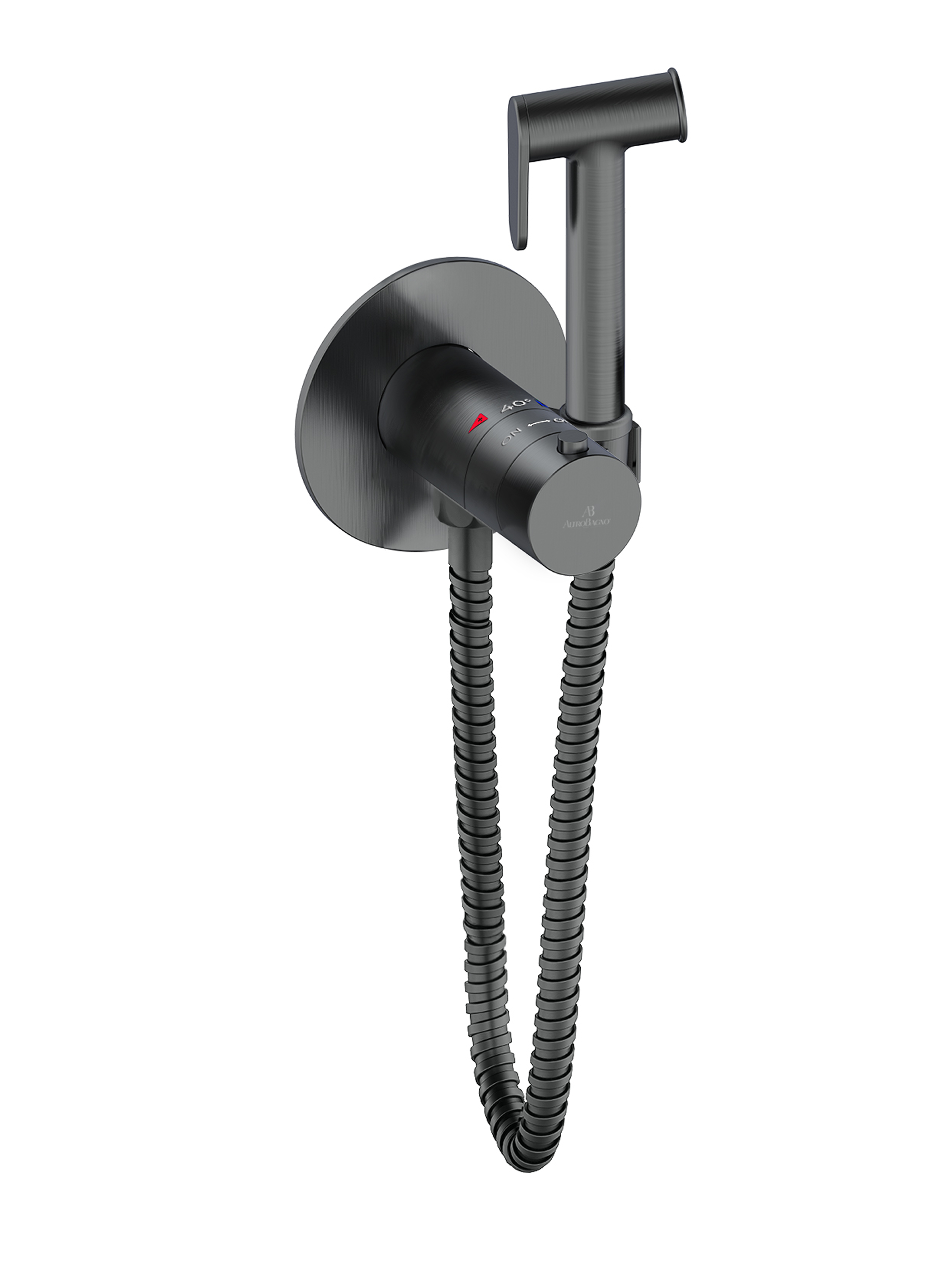 Гигиенический душ ALTROBAGNO Оджетто (Oggetto) 060404 GM со смесителем, С ВНУТРЕННЕЙ ЧАСТЬЮ, оружейная сталь