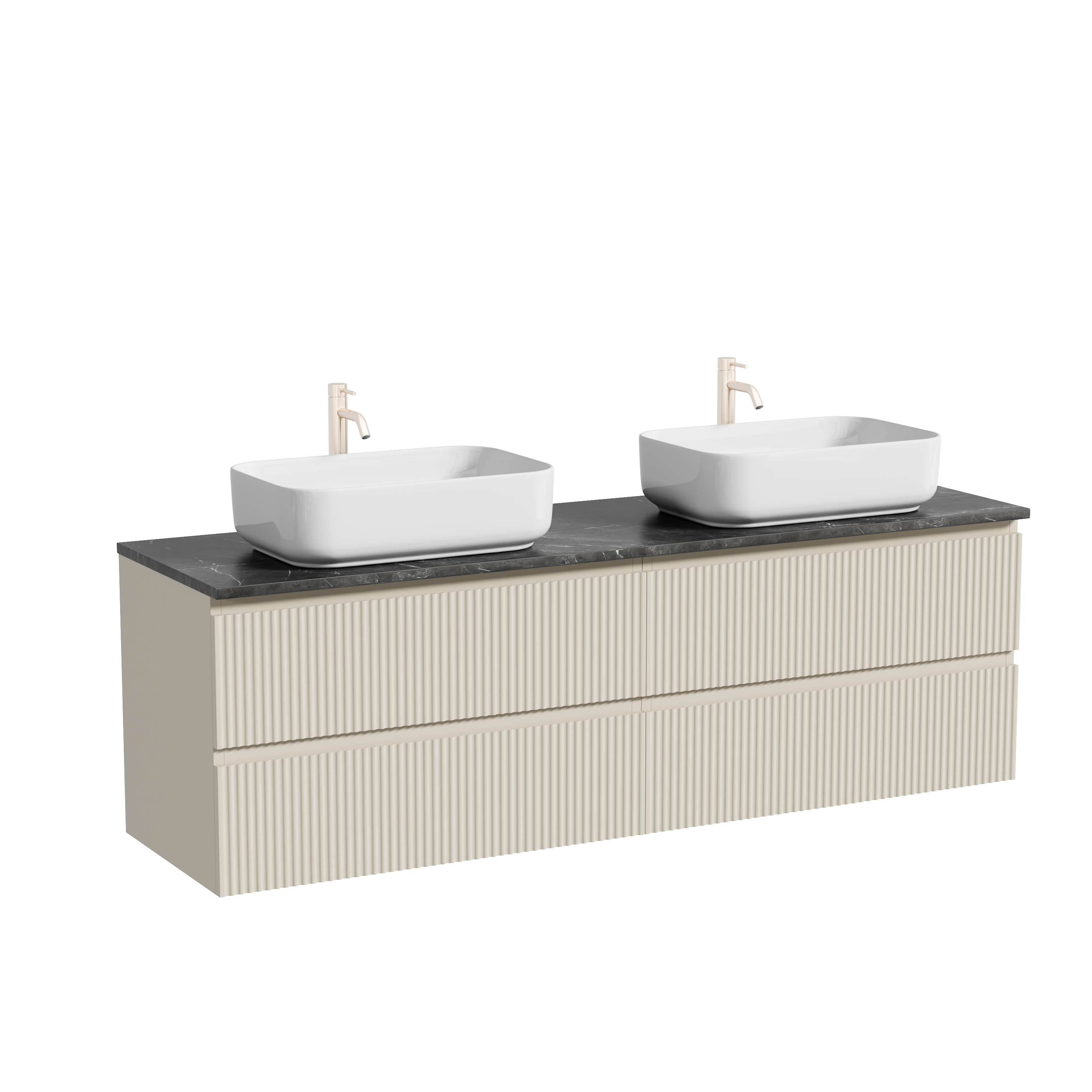 Тумба с раковиной Sancos Snob R 160 beige soft, столешница черный мрамор TT160A1X, раковина CN5043