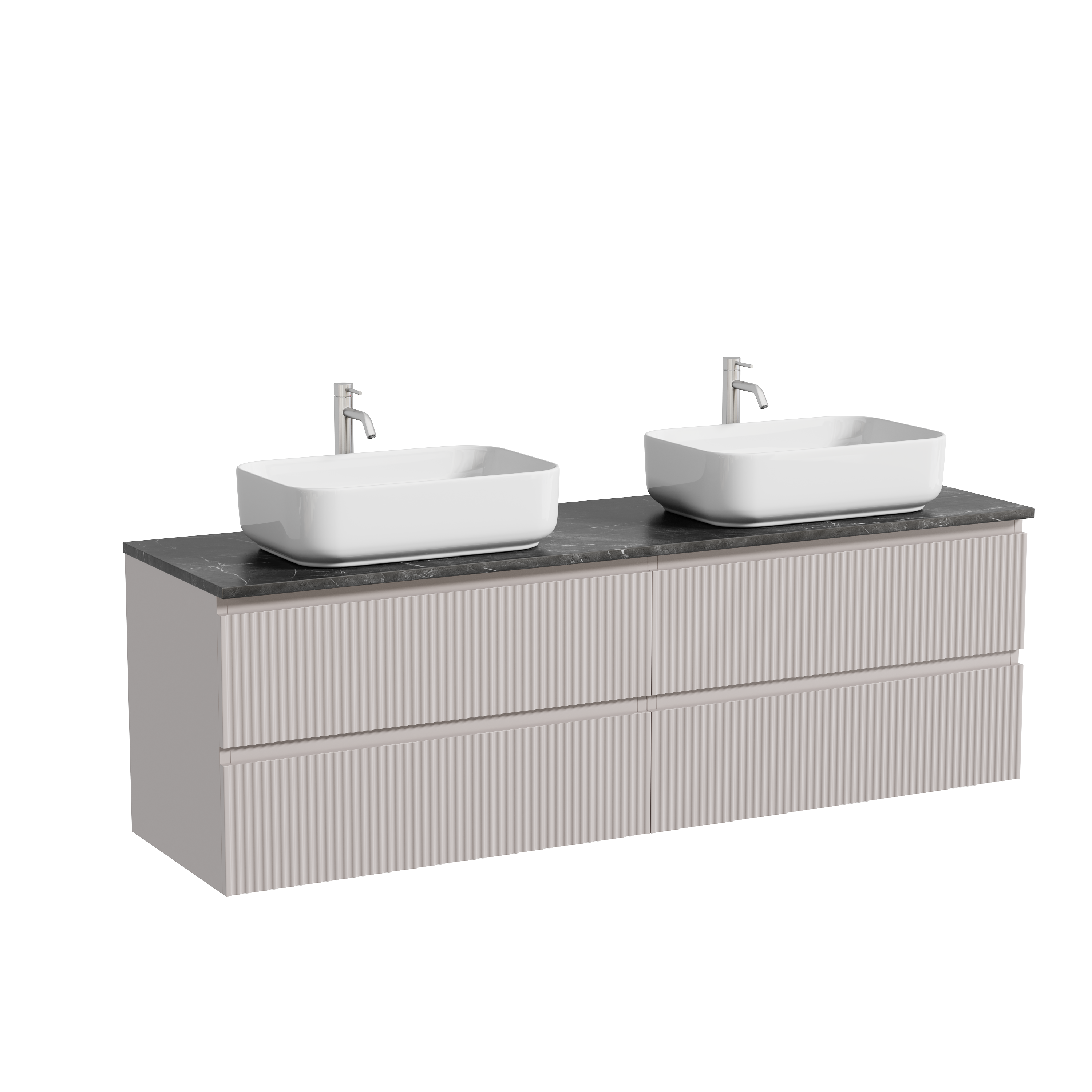 Тумба с раковиной Sancos Snob R 160 doha soft, столешница черный мрамор TT160A1X, раковина CN5043