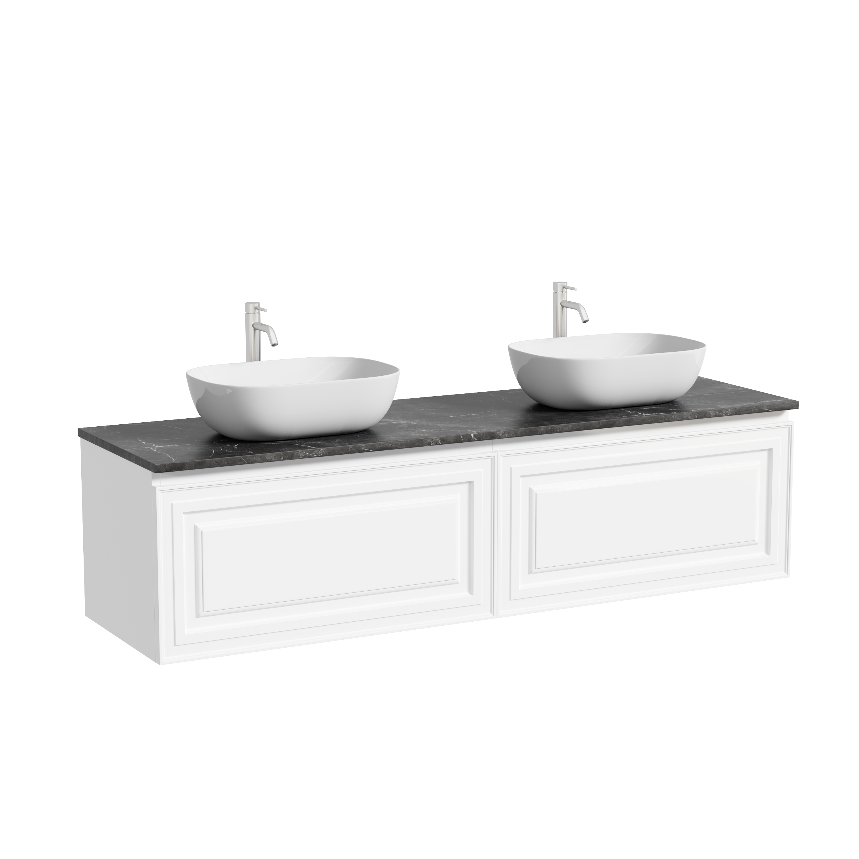 Тумба с раковиной Sancos Very 160 bianco, столешница черный мрамор TT160A1X, раковина CN6009