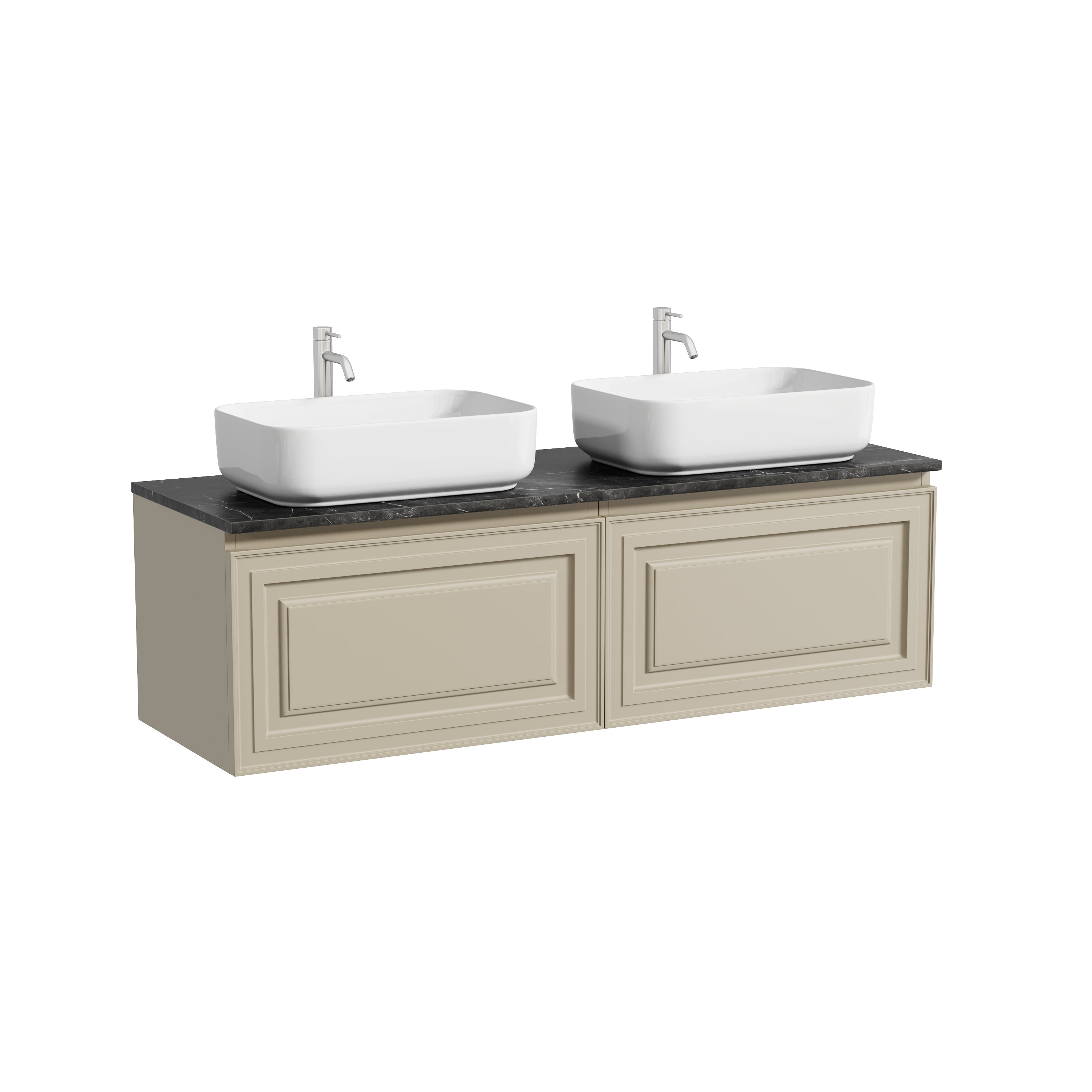 Тумба с раковиной Sancos Very 160 beige soft, столешница черный мрамор TT160A1X, раковина CN5043