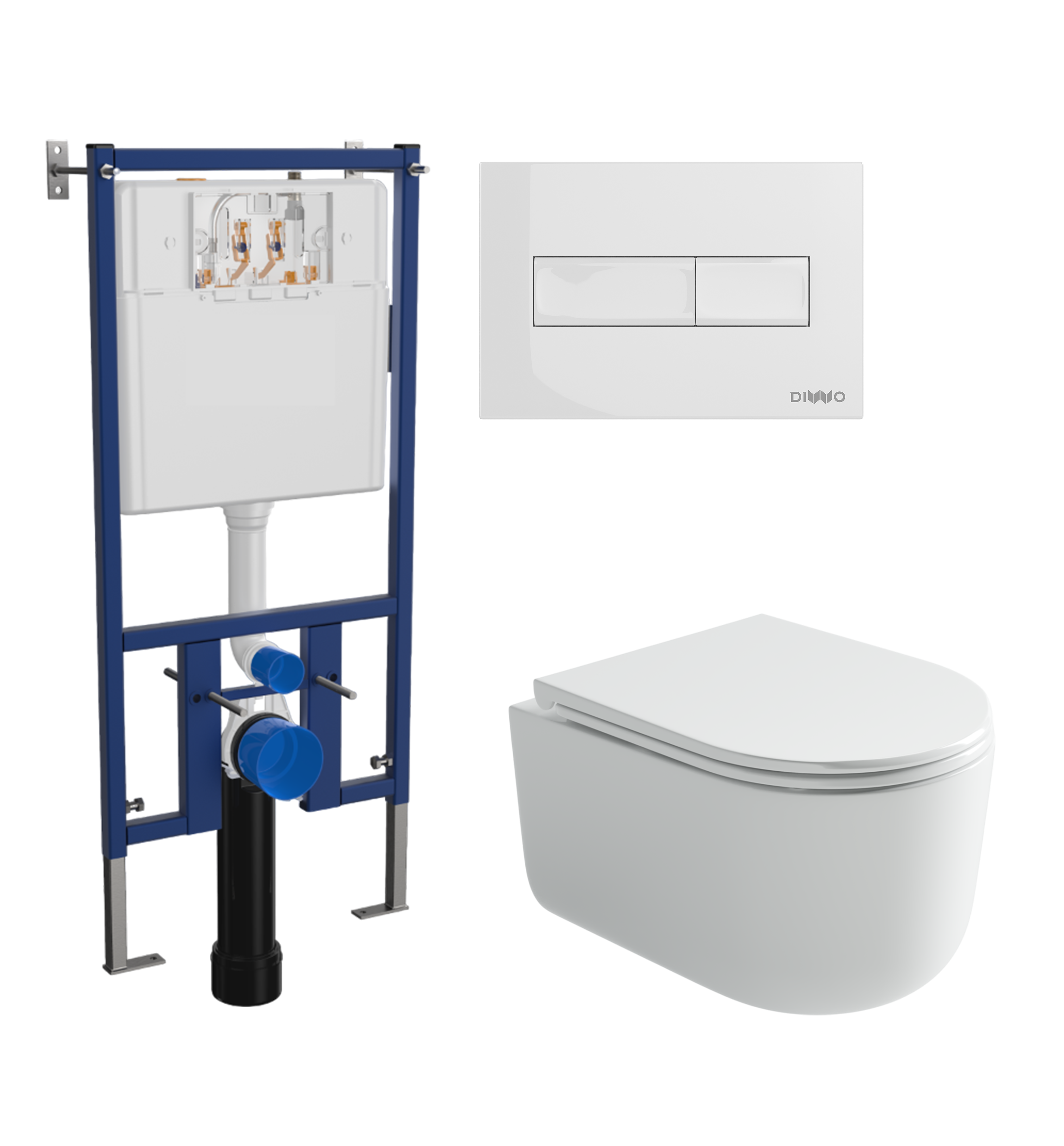 Комплект 3 в 1 Унитаз подвесной Ceramicanova Ulma CN4006T + Инсталляция DIWO 4501 + Кнопка 7320 цвет глянцевый белый