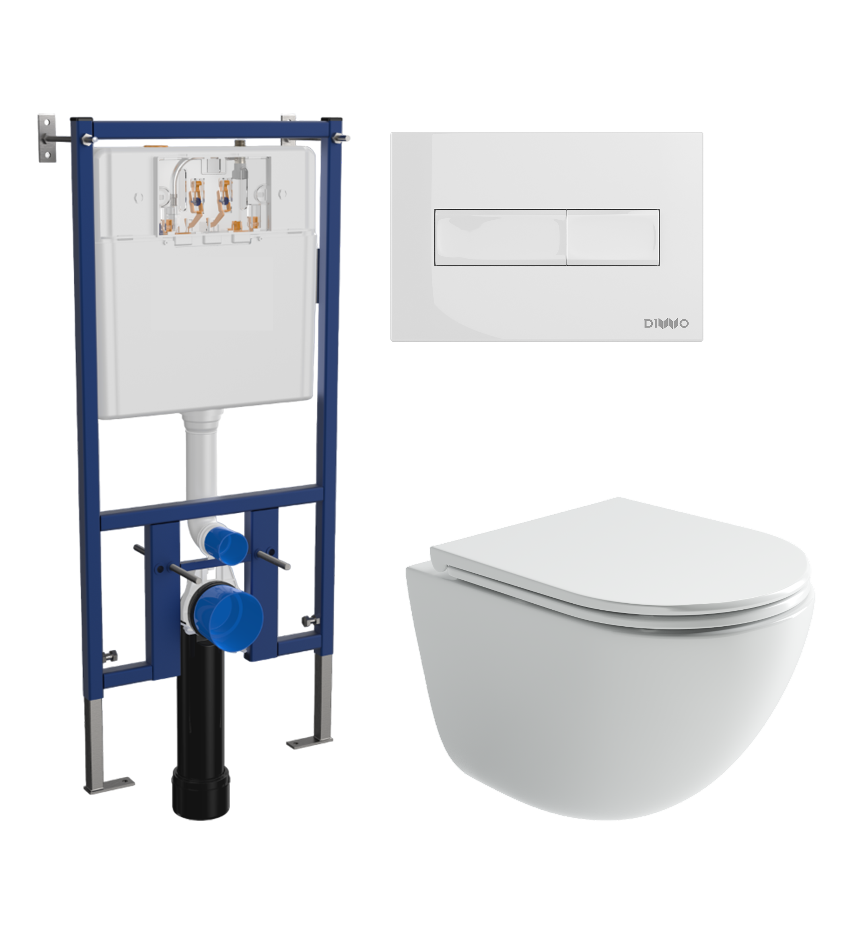 Комплект 3 в 1 Унитаз подвесной Ceramicanova Vogue CN4008T + Инсталляция DIWO 4501 + Кнопка 7320 цвет глянцевый белый