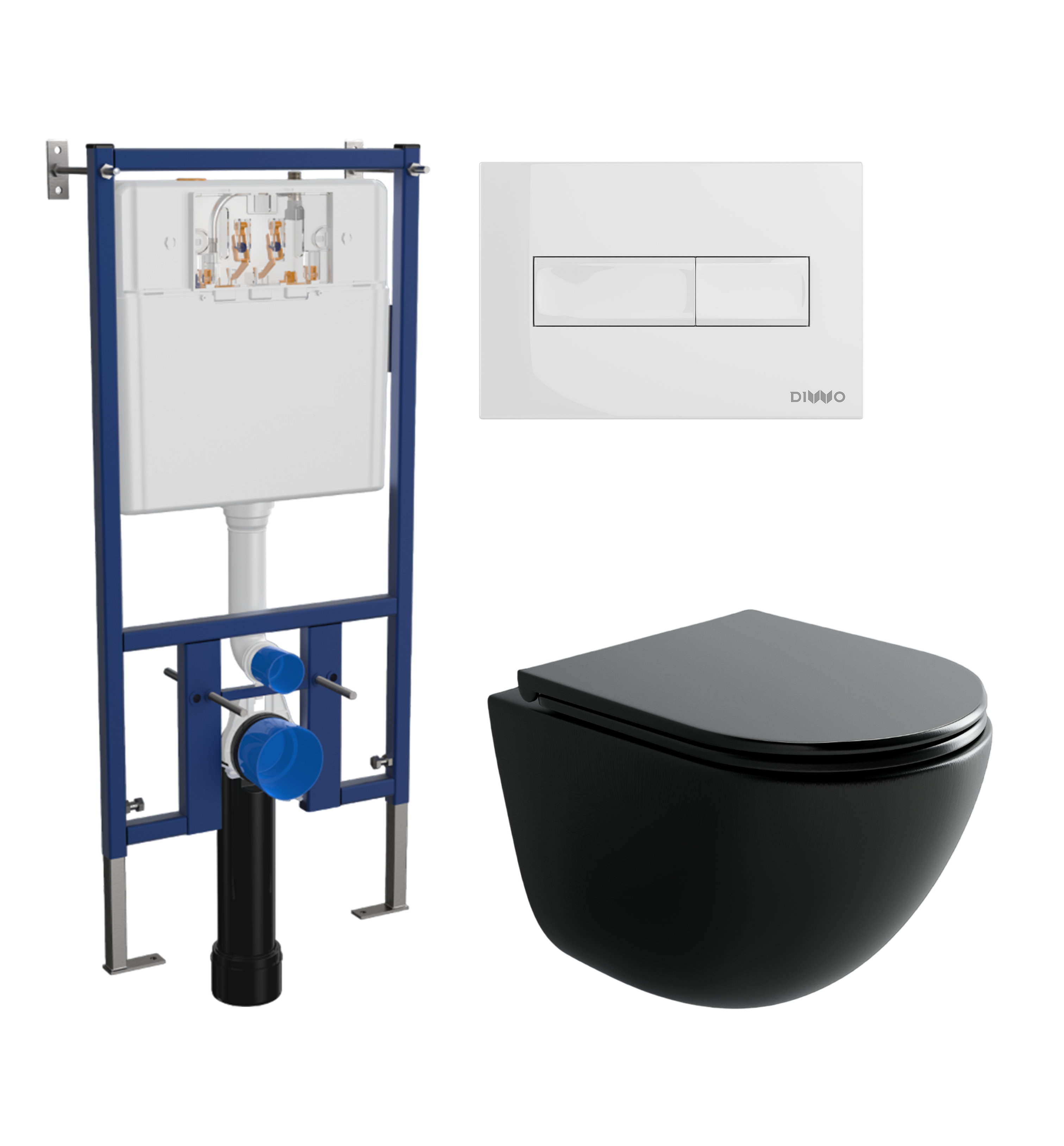 Комплект 3 в 1 Унитаз подвесной Ceramicanova Vogue CN4008TMB + Инсталляция DIWO 4501 + Кнопка 7320