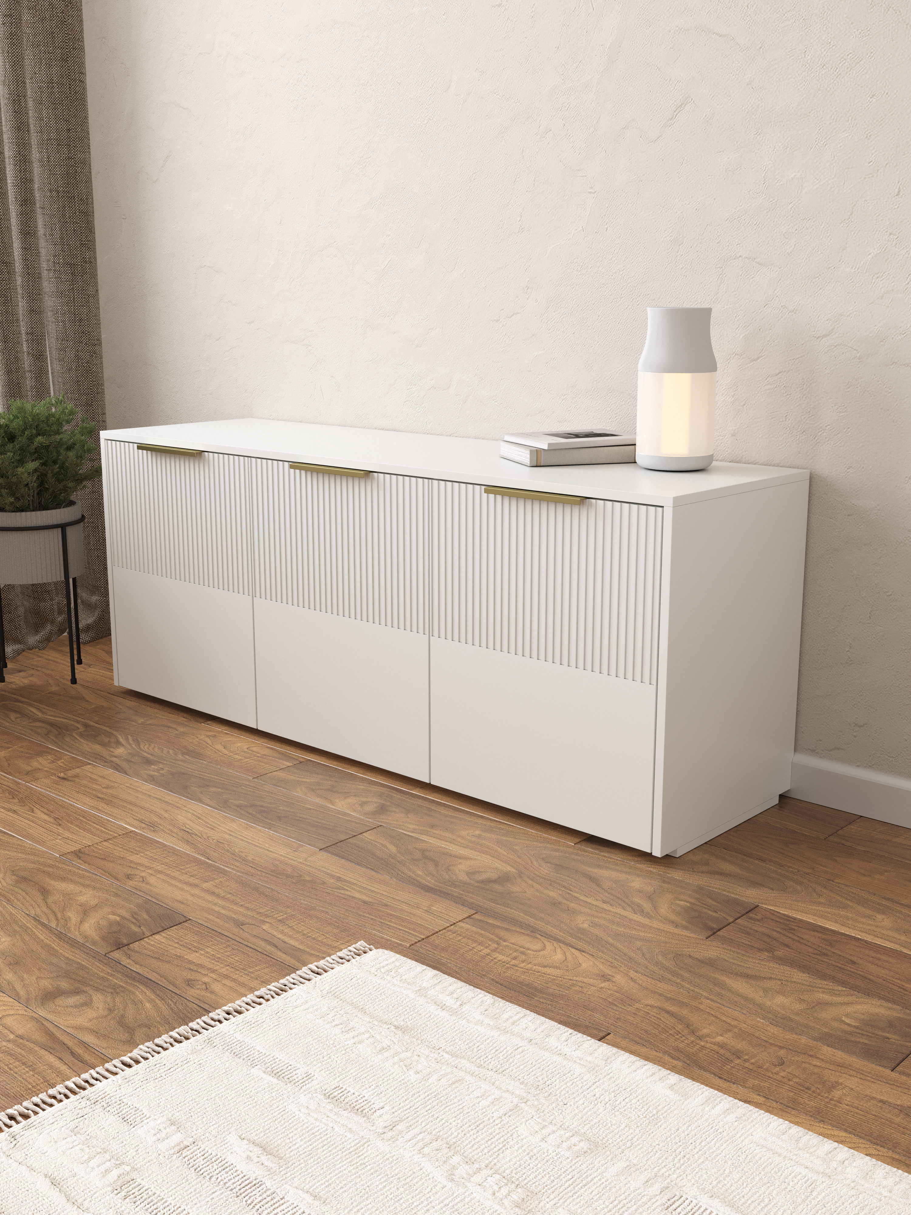 Комод DIWO Краснодар 150x60x43 см, белый, ручка золото