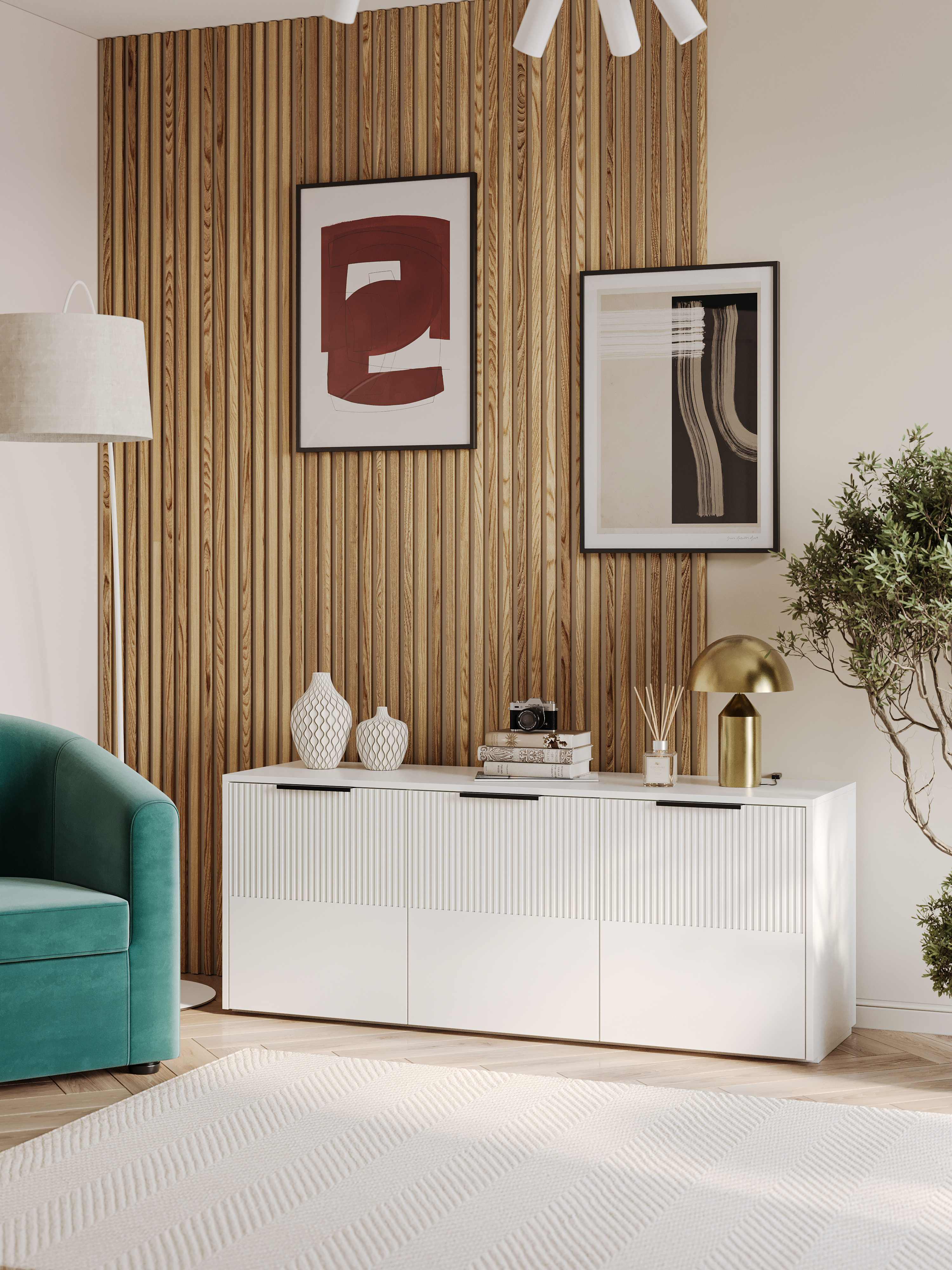 Комод DIWO Краснодар 150x60x43 см, белый, ручка черная