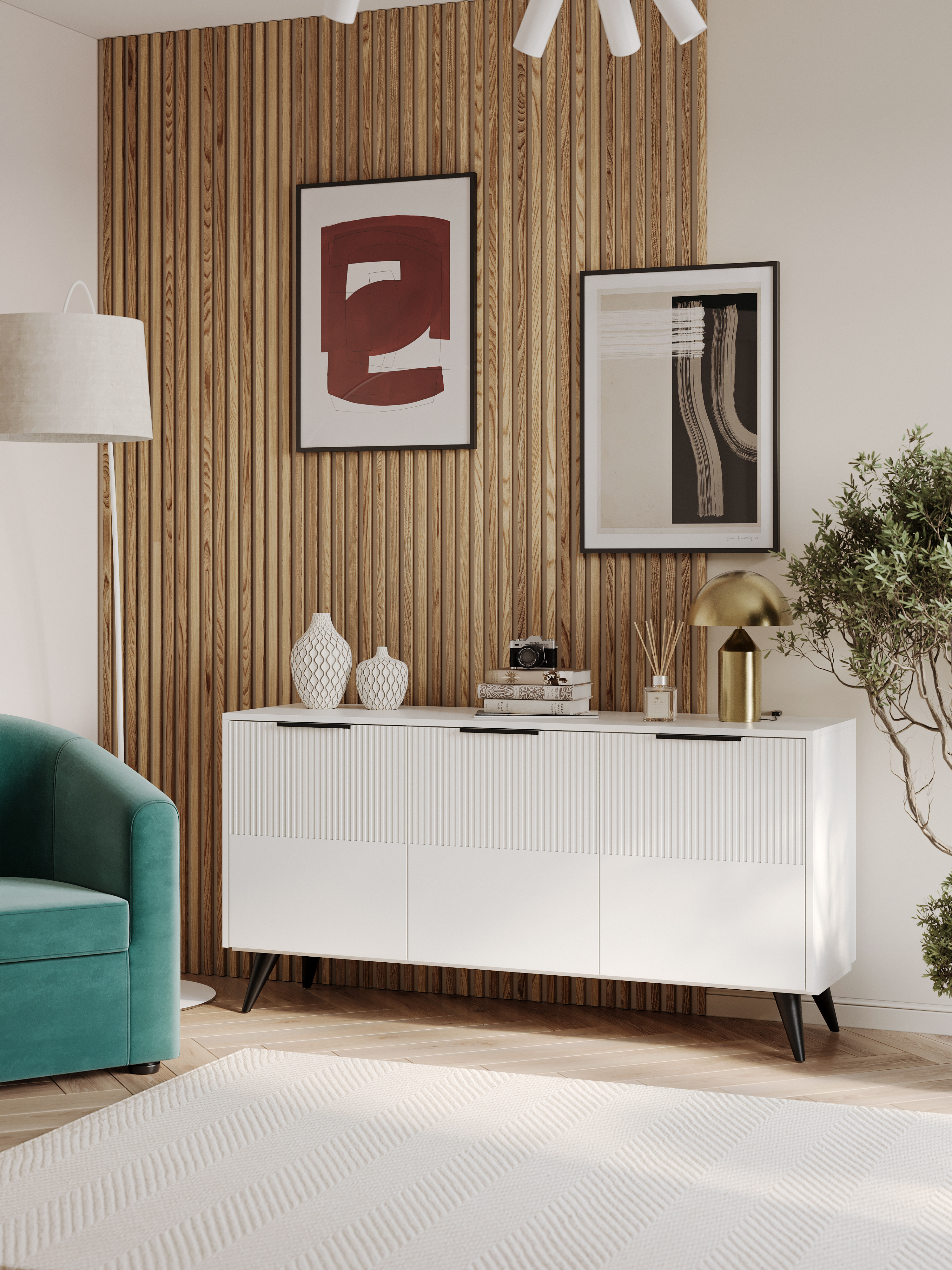 Комод DIWO Краснодар 150x75x43 см, белый, ручка черная