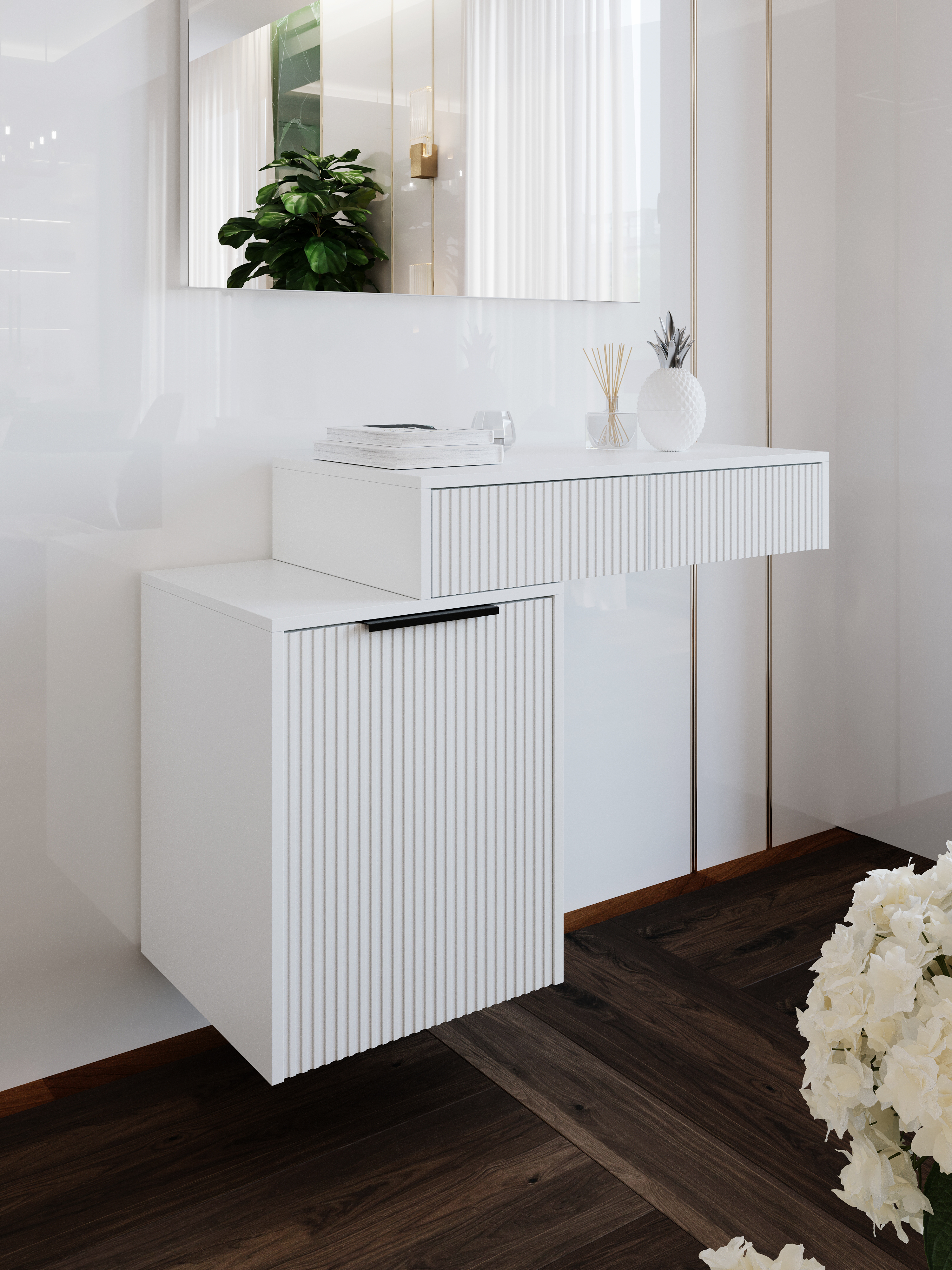 Туалетный столик DIWO Краснодар 101,6x72x43 см, подвесной, белая, ручка черная