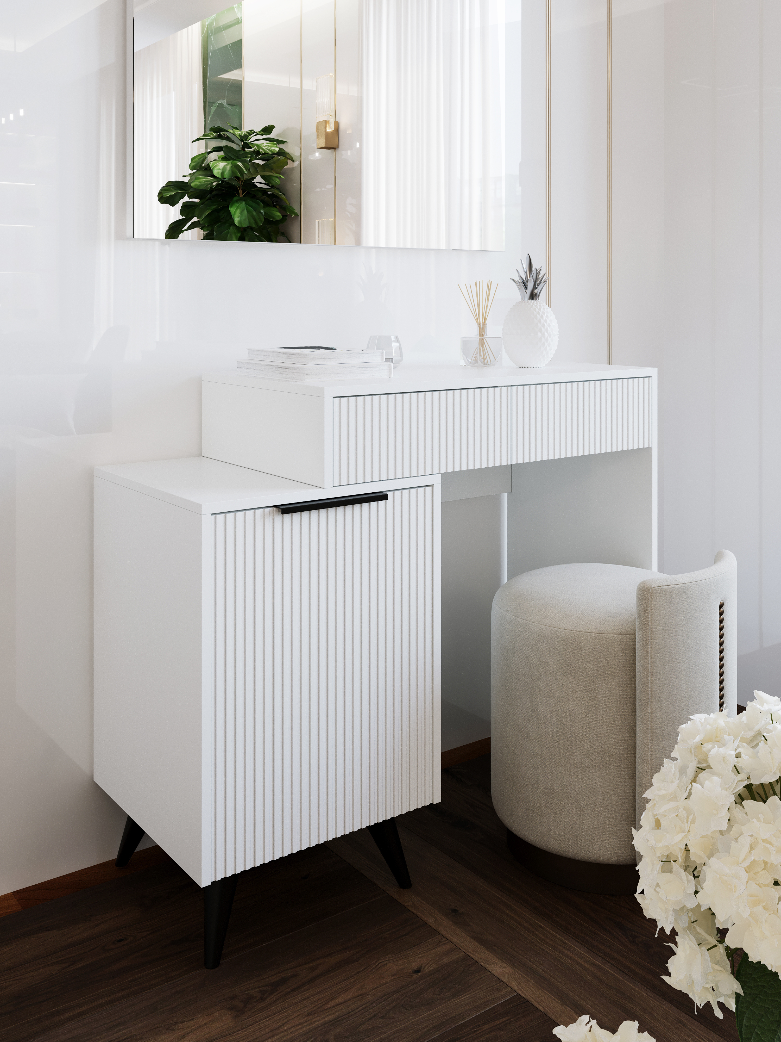 Туалетный столик DIWO Краснодар 101,6x87x43 см, белая, ручка черная