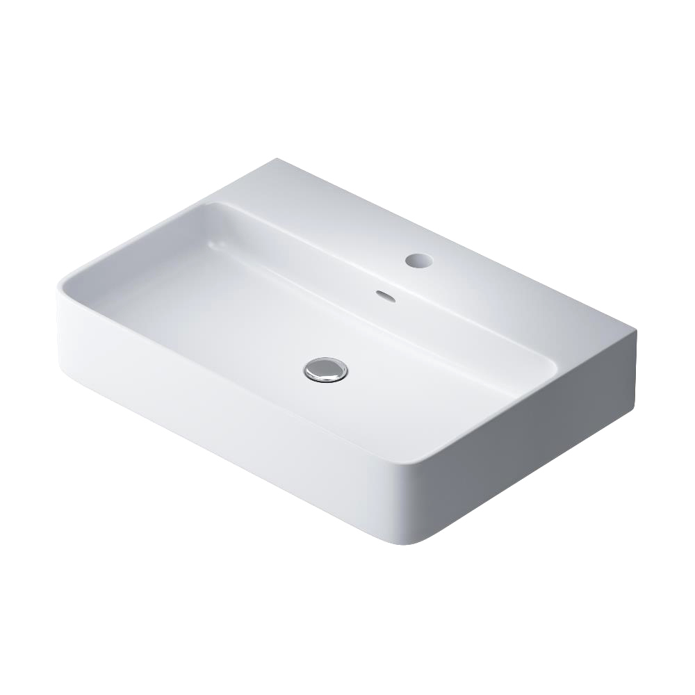 Накладная раковина AM.PM Func M8FWCC10601WG 60 глянцевая белая, прямоугольная, с 1 отверстием под смеситель