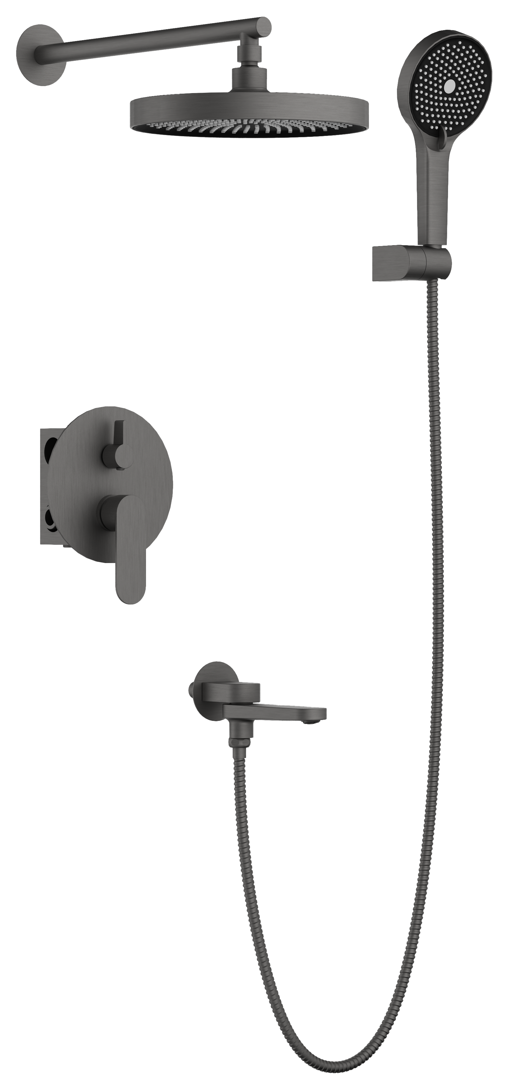 Душевой комплект BELZ B713 B80713-3 С ВНУТРЕННЕЙ ЧАСТЬЮ, оружейная сталь