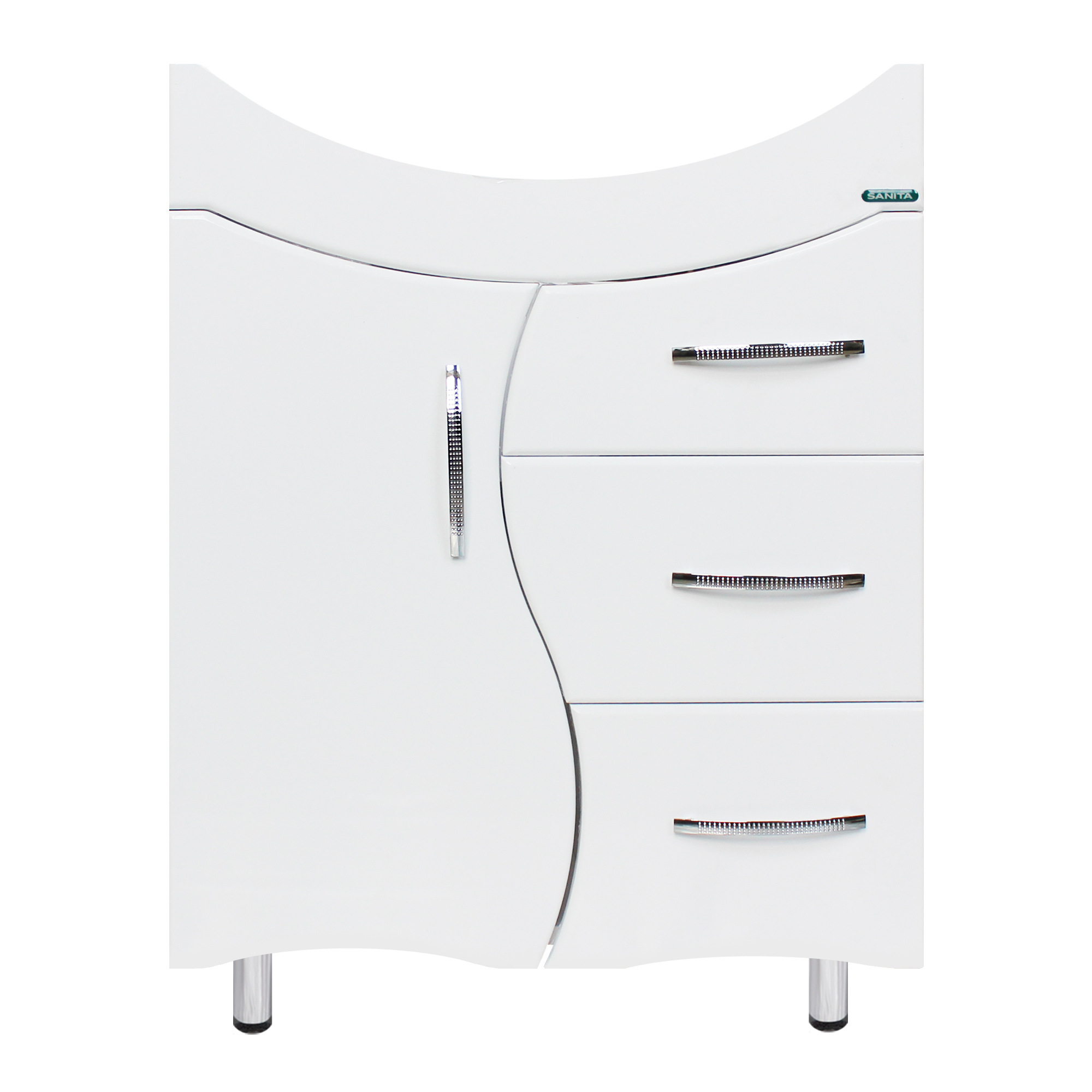 Тумба под раковину без столешницы Sanita Лира 60 напольная, глянцевая белая
