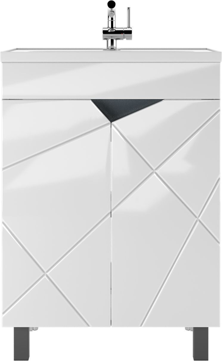 Тумба с раковиной Домино Vector 60 напольная, белая, раковина Absolute