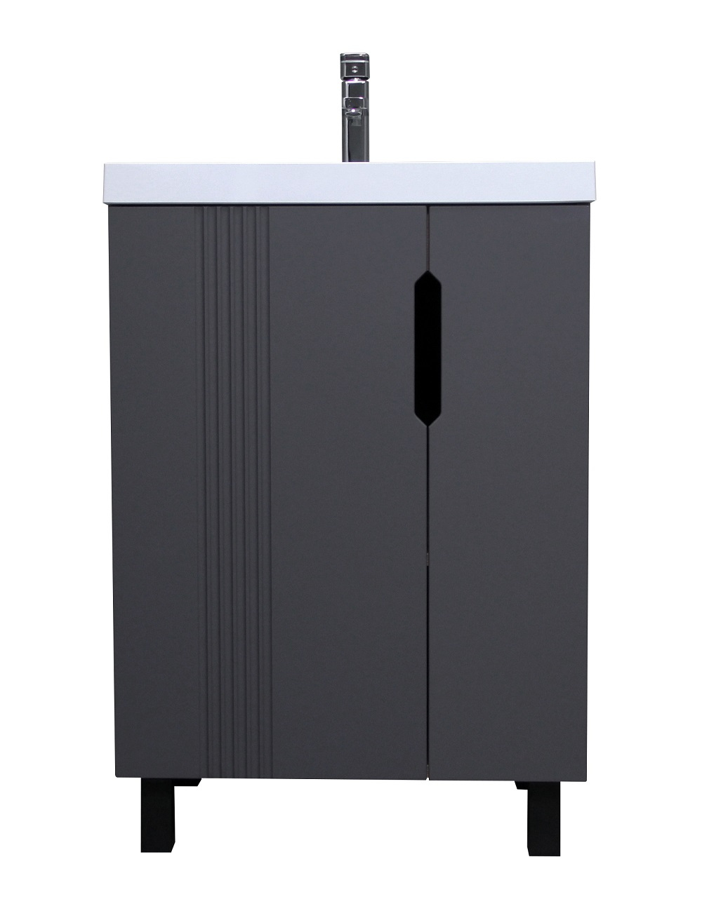 Тумба под раковину без столешницы Айсберг Марта Bazis 60 напольная, графит, дуб вотан