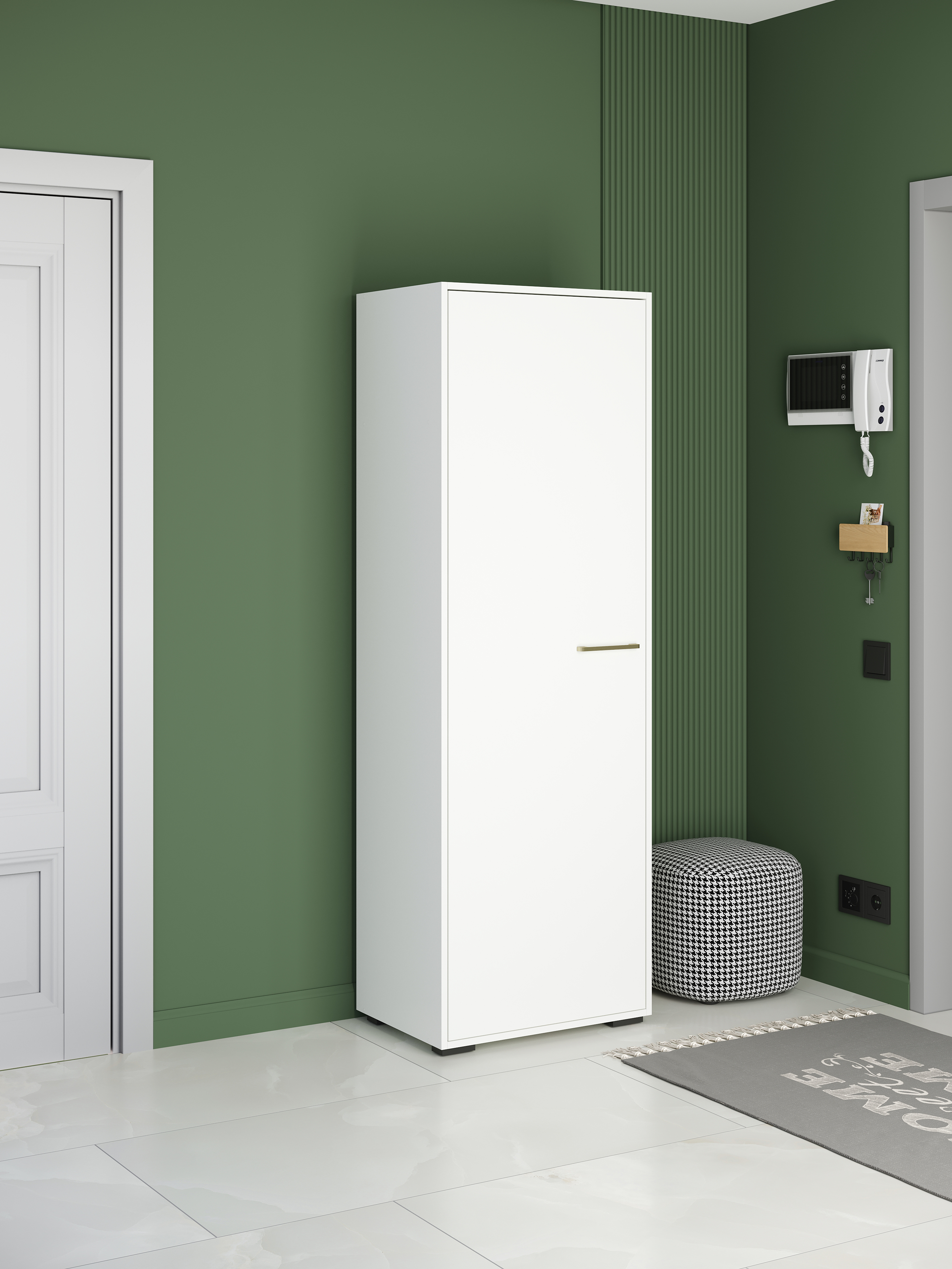 Шкаф для одежды DIWO Кострома с полками 60x180х42 см, белый, ручка золото