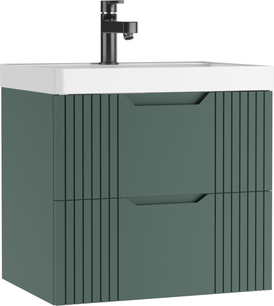 Тумба подвесная под раковину Домино, "Bazis 60" Garden В2 Зелёная