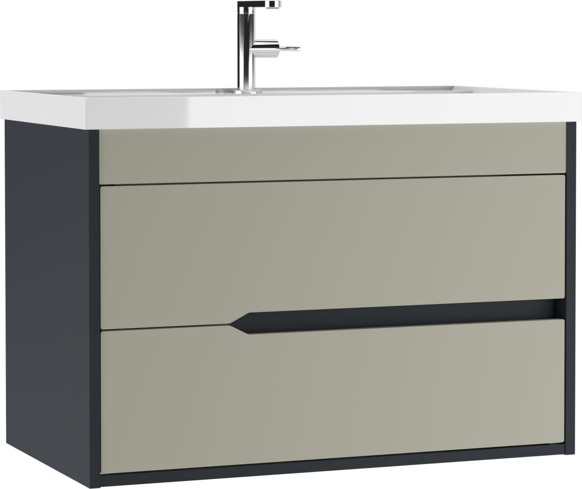 Тумба подвесная под раковину Домино, "Classica 80" Karat Серый тауп В2