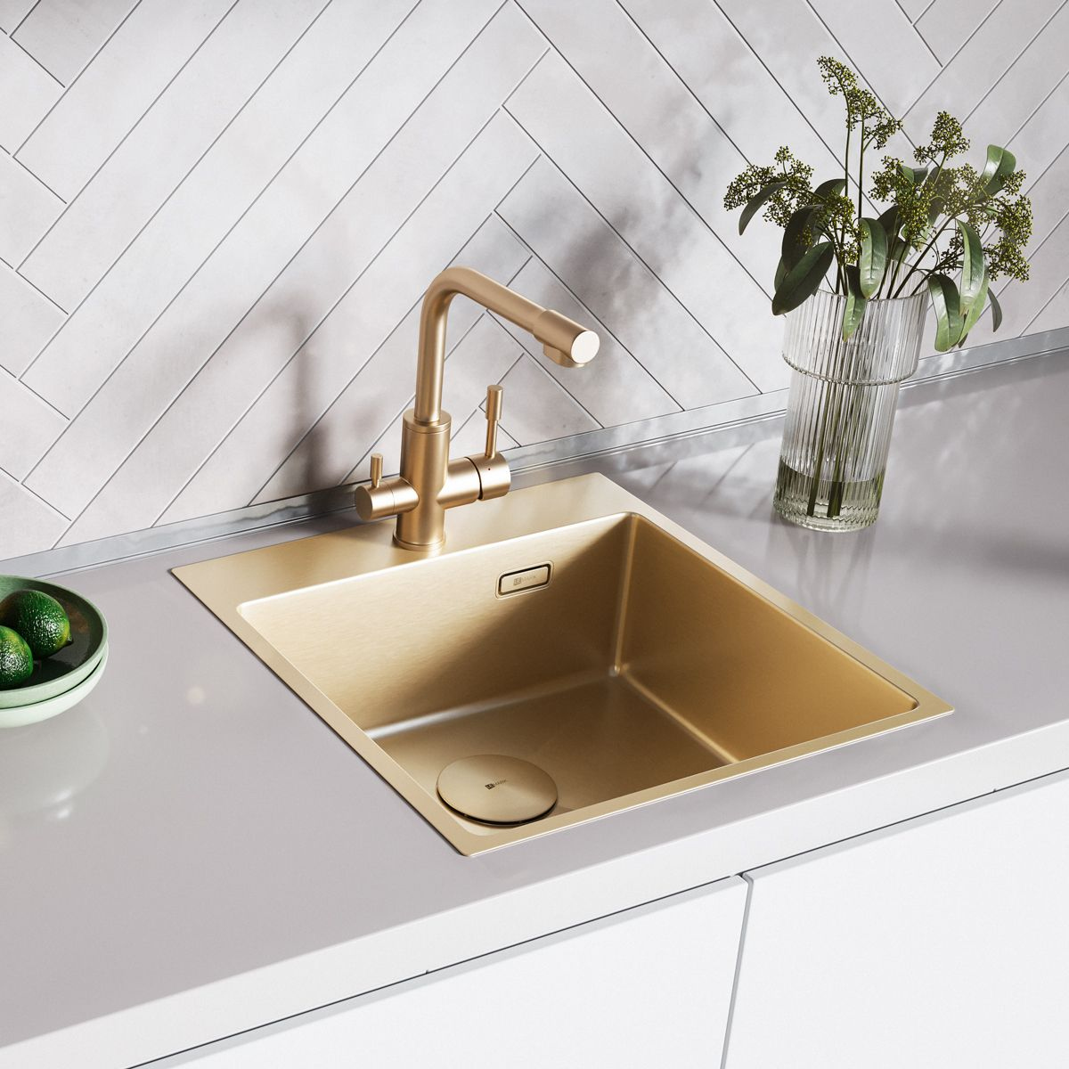 Мойка для кухни Lemark JANGA 490 из нержавеющей стали, светлое золото