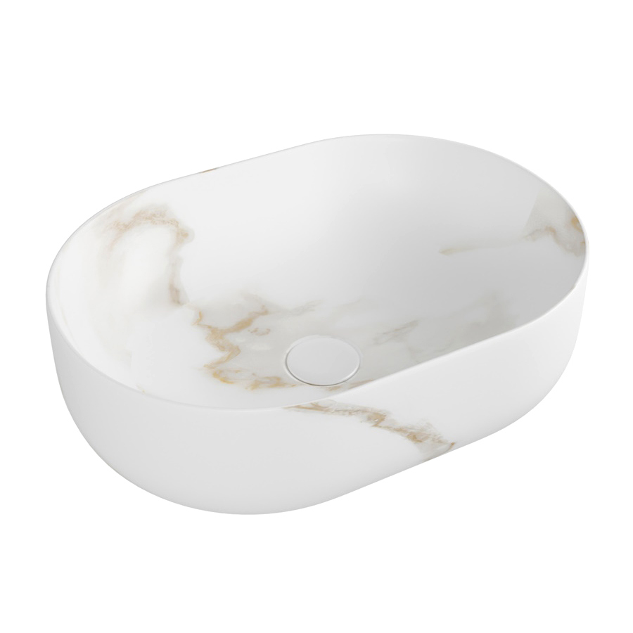Накладная раковина Teymi Solli Artceramic 49 матовый белый мрамор, овальная