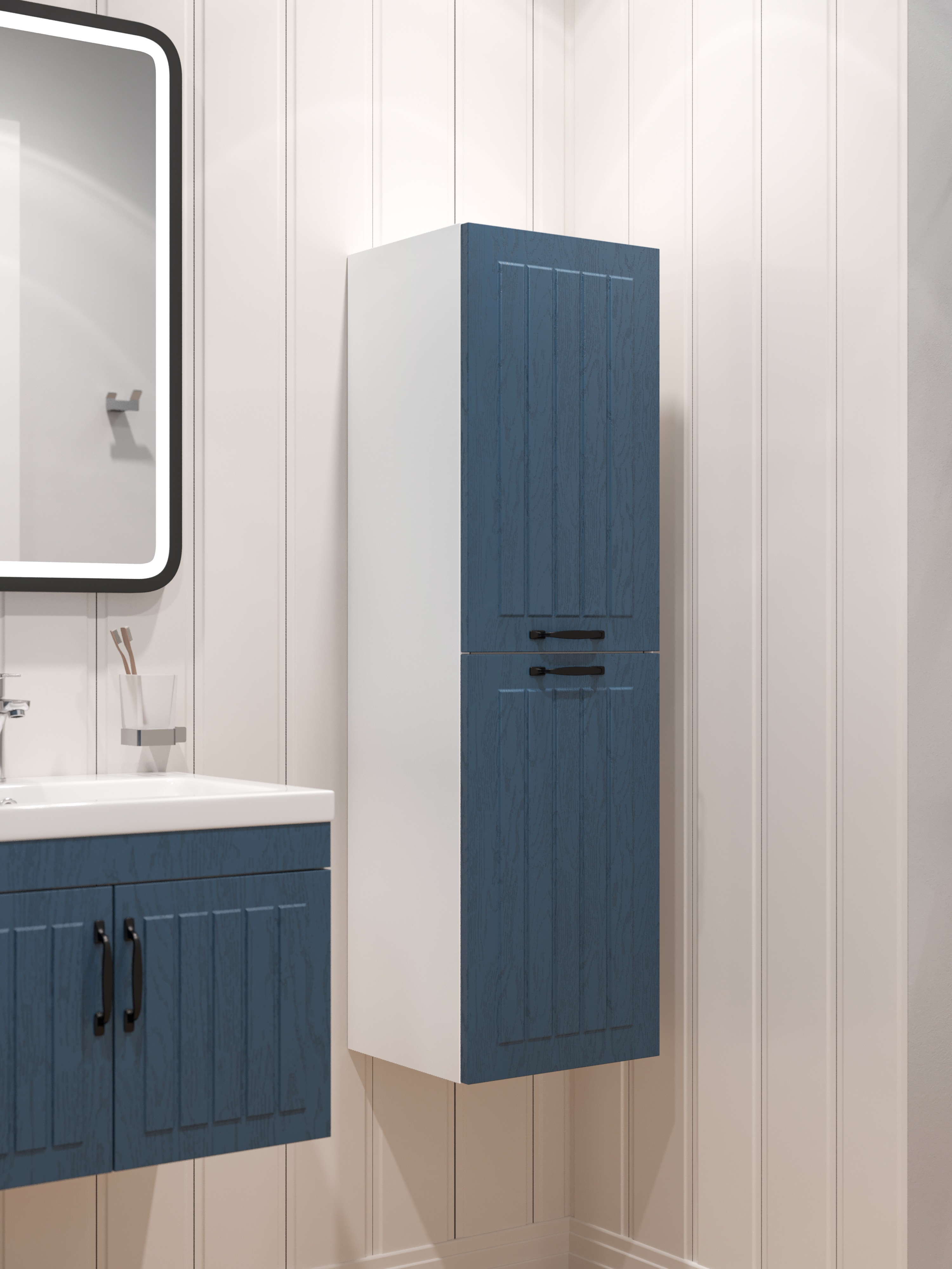 Шкаф-пенал для ванной DIWO Сочи подвесной, синий