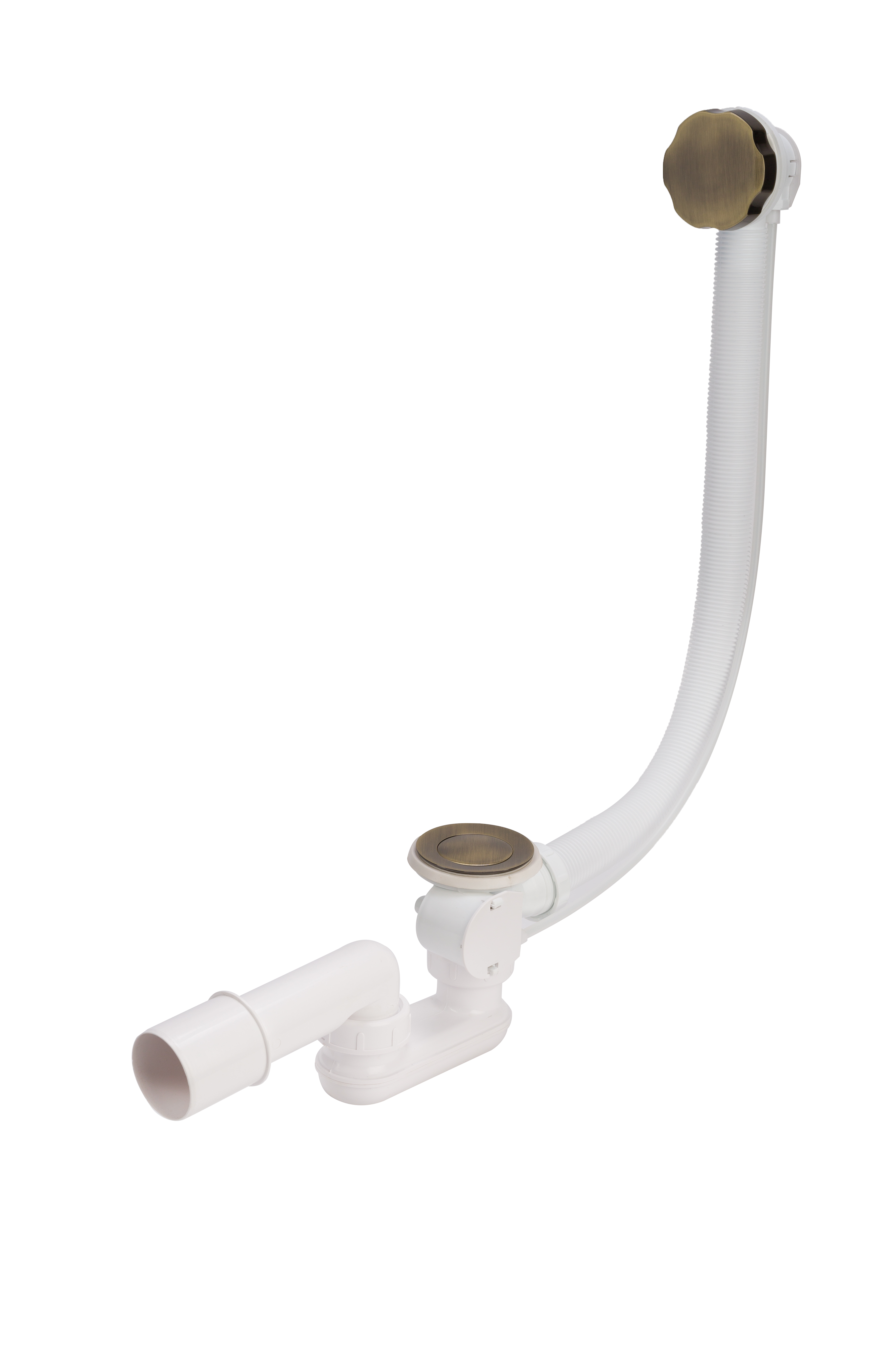 Слив-перелив для ванны VEGA V55R 60BR Э МК 45 мм, полуавтомат, бронза, с сифоном