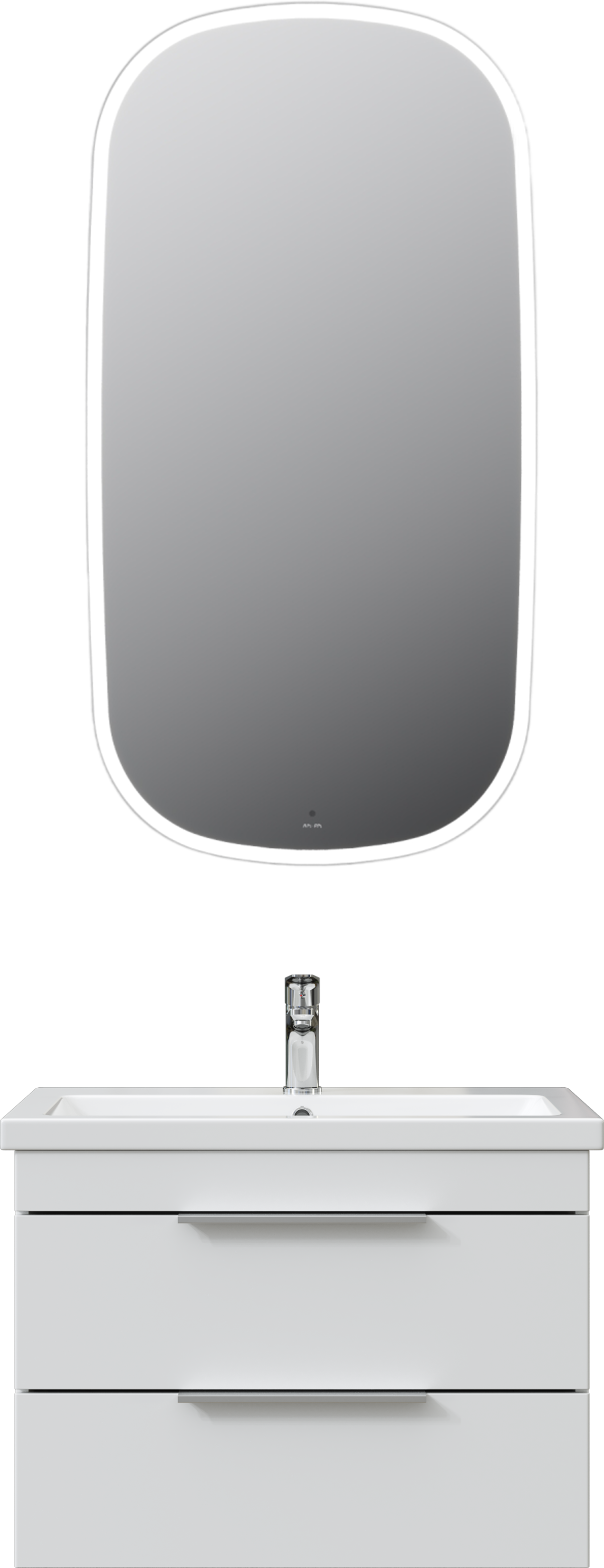 Мебель для ванной комнаты STWORKI Копенгаген 70 подвесная, белая, зеркало AM.PM Func 65