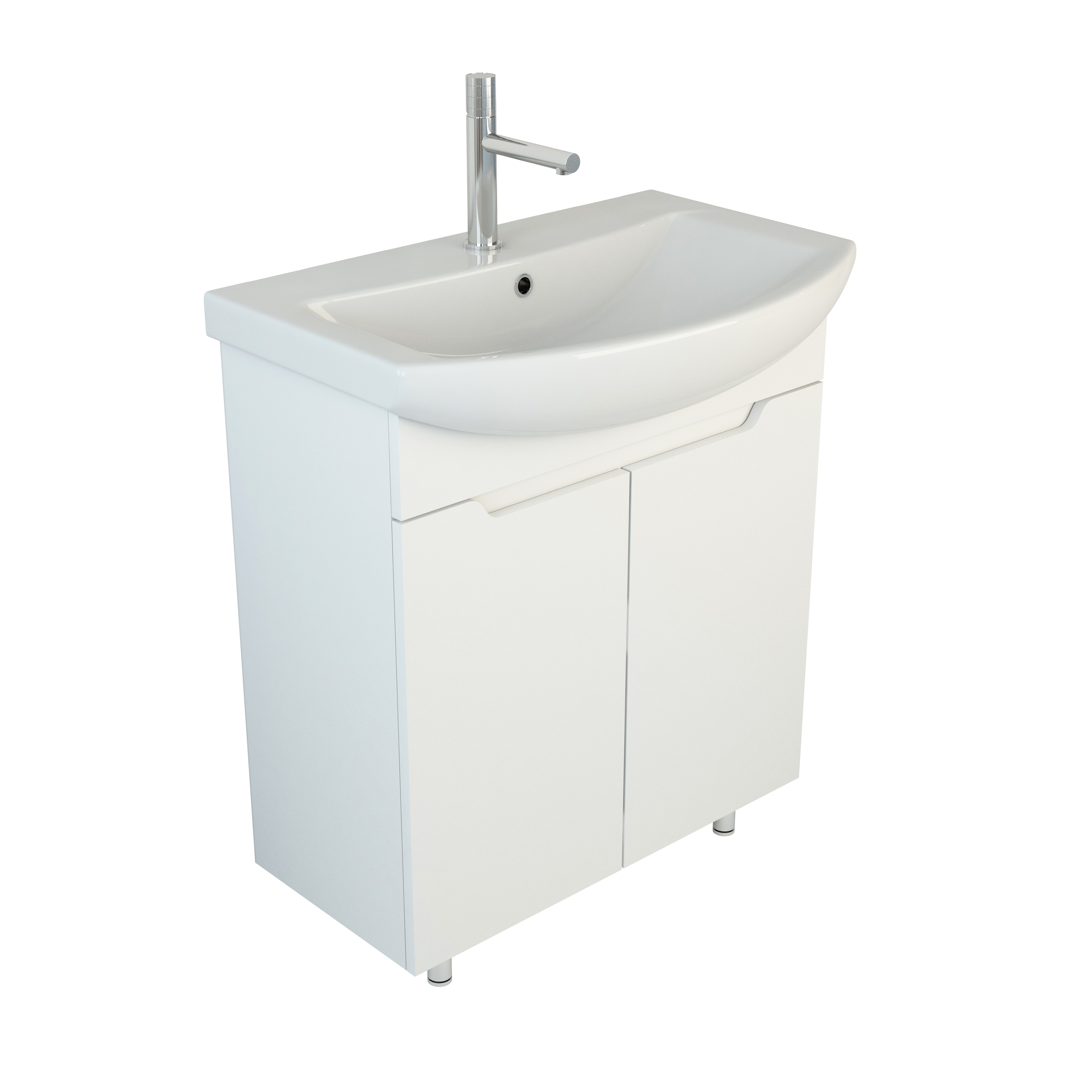 Тумба под раковину без столешницы Emmy Агата 70 глянцевая белая