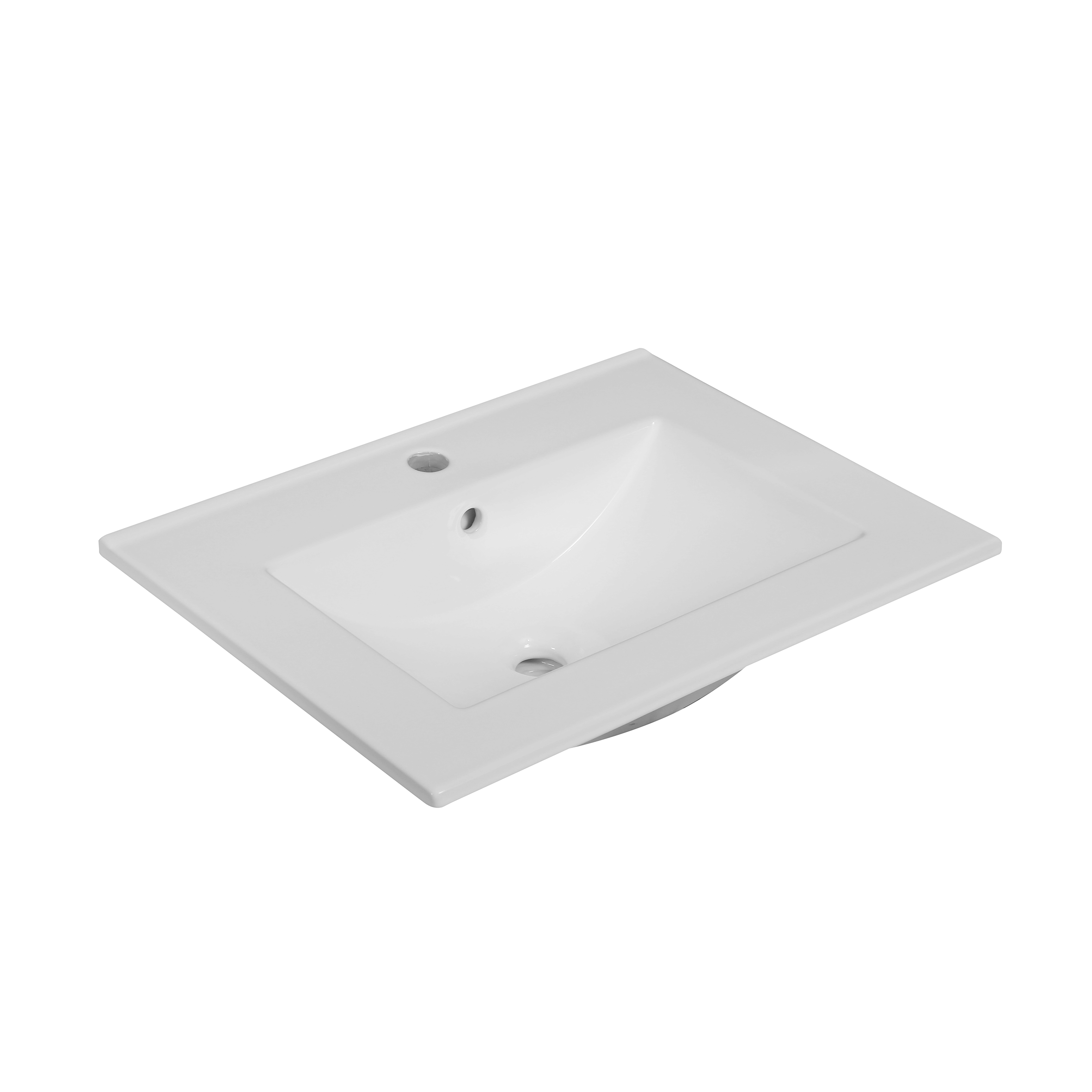 Мебельная раковина Oliveeka NS2001-60 61 накладная, глянцевая белая, прямоугольная, фарфор