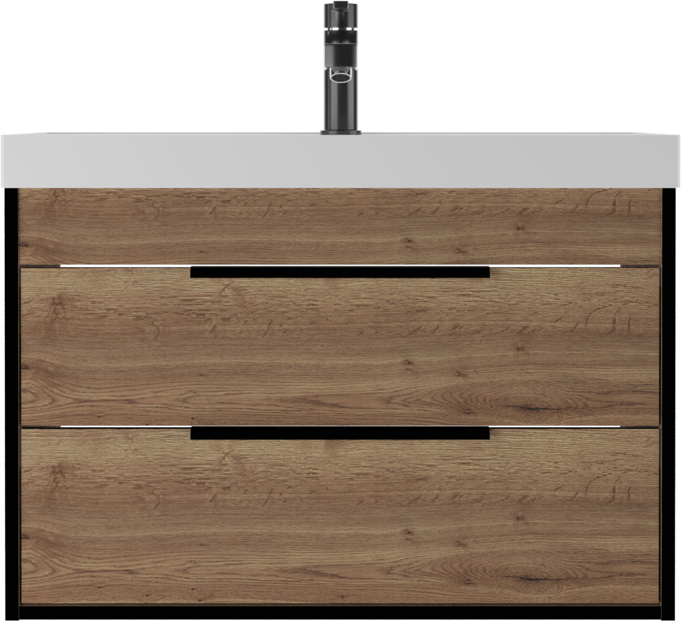 Тумба под раковину без столешницы Домино Alfa 80 подвесная, дуб галифакс табак