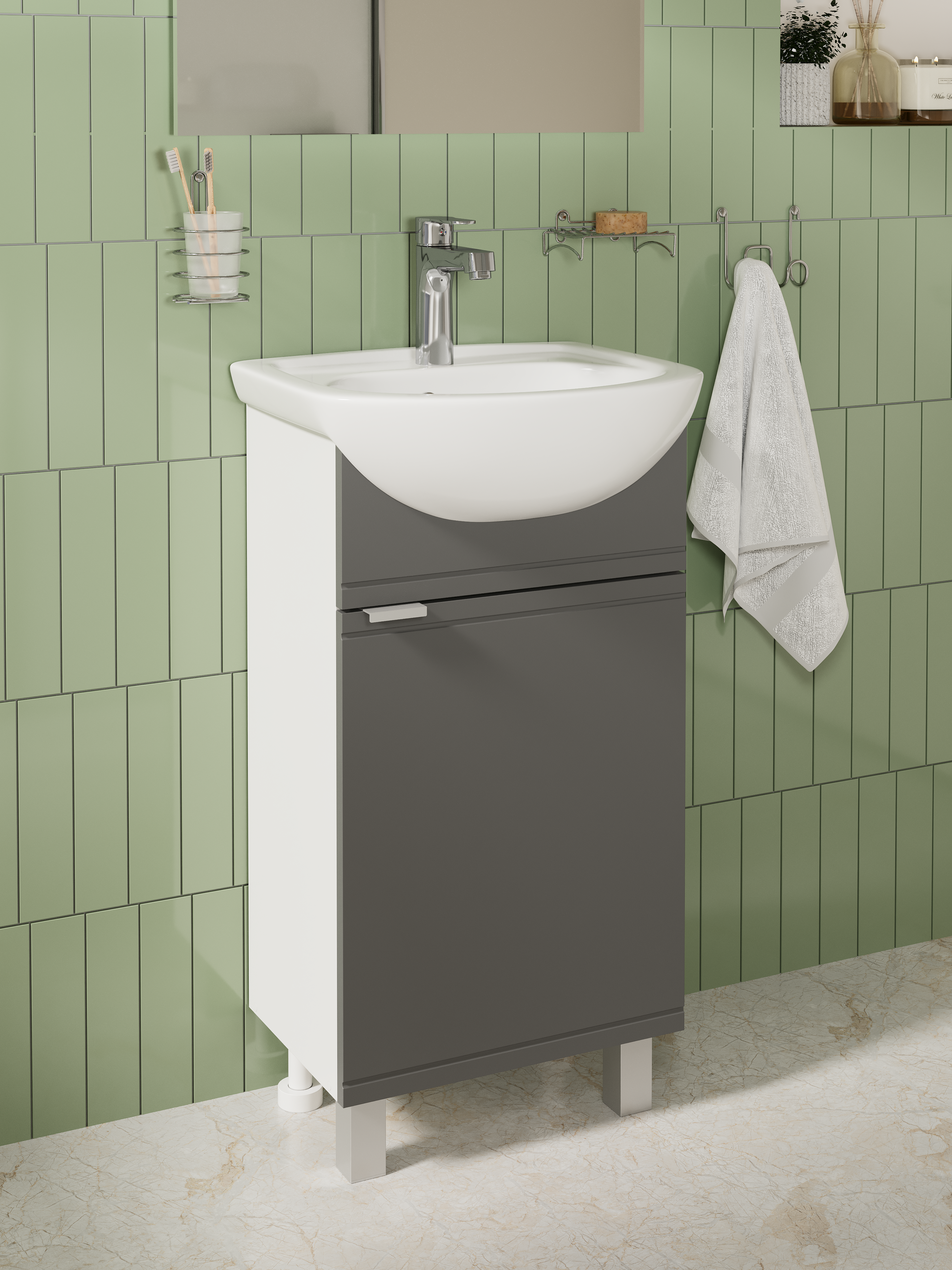 Тумба с раковиной DIWO Дмитров 47 напольная, графит