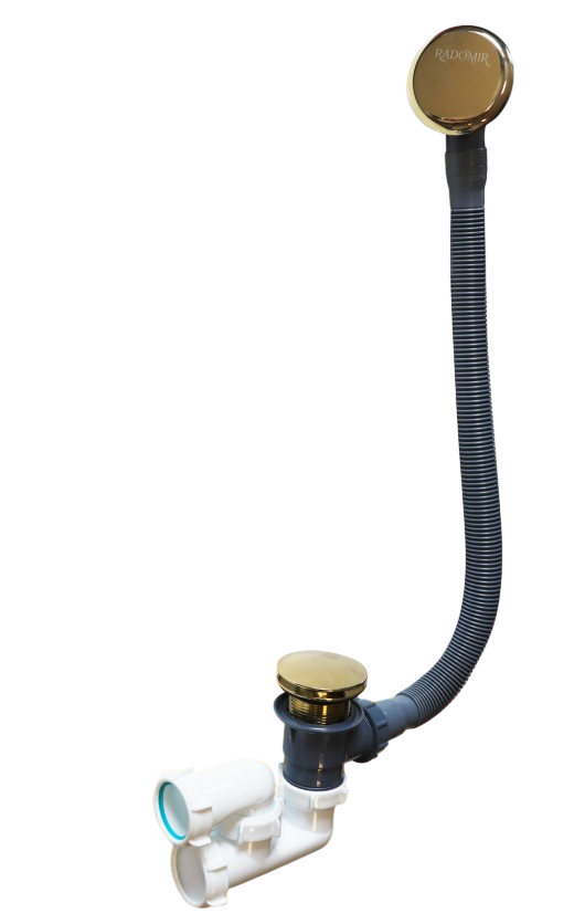 Слив-перелив для ванны Radomir 2-19-3-0-9-000 50 мм, клик-клак, золото, с сифоном