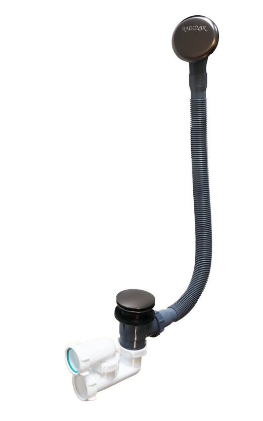 Слив-перелив для ванны Radomir 2-19-7-0-9-000 50 мм, клик-клак, оружейная сталь, с сифоном