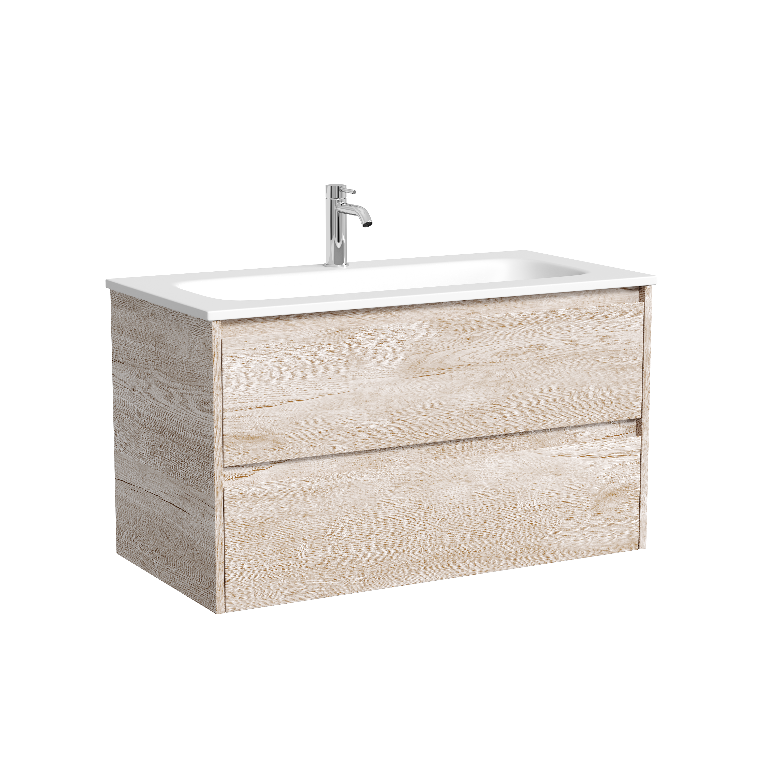 Тумба с раковиной Sancos Libra 90 подвесная, дуб галифакс натуральный, раковина СN7019