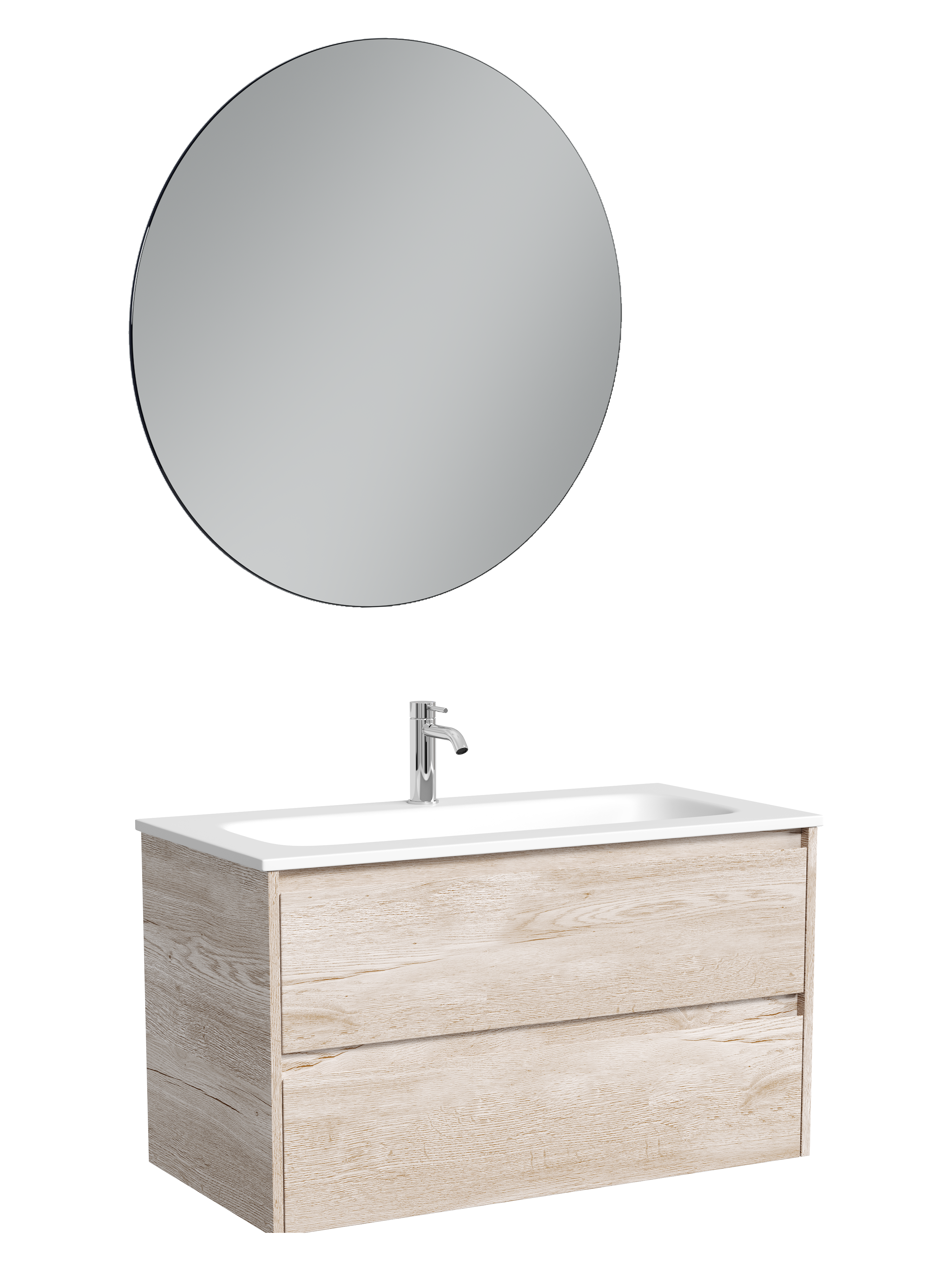 Мебель для ванной комнаты Sancos Libra 90 подвесная, дуб галифакс натуральный, раковина СN7019