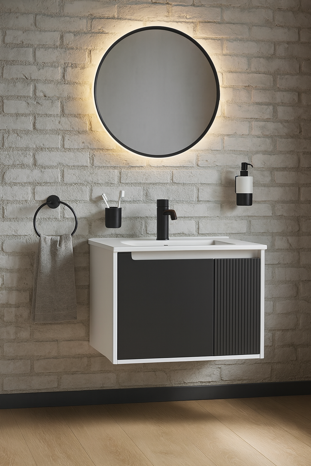 Тумба под раковину без столешницы STWORKI Мурманск 60 подвесная, антрацит