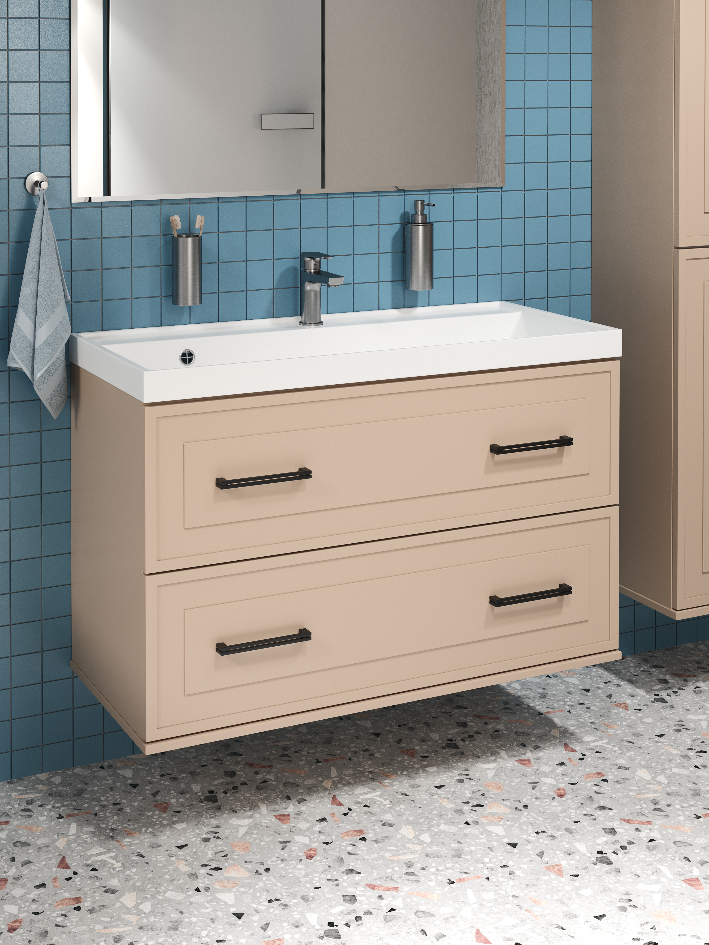 Тумба с раковиной STWORKI Хадстен 100 подвесная, латте