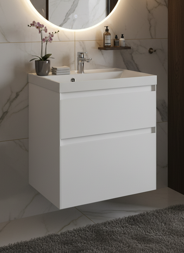 Тумба с раковиной STWORKI Родос 60 подвесная, белая